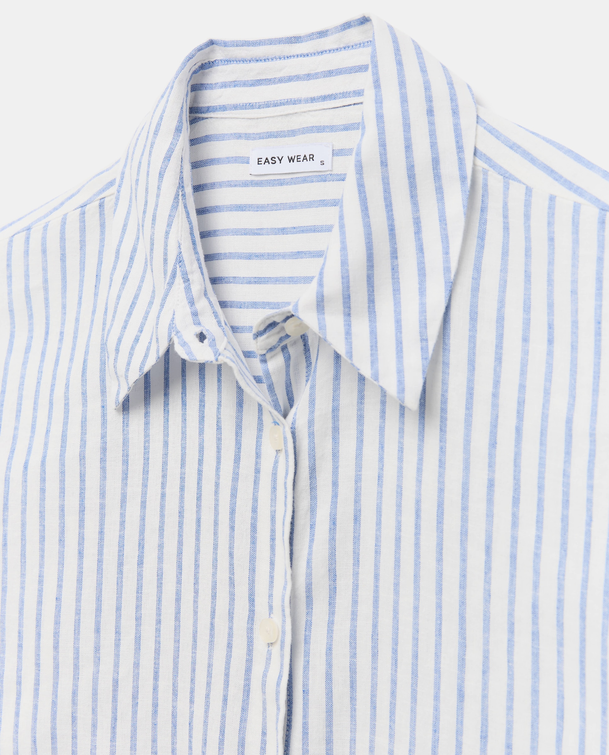 Camisa Lisa de Manga Comprida Azul-6