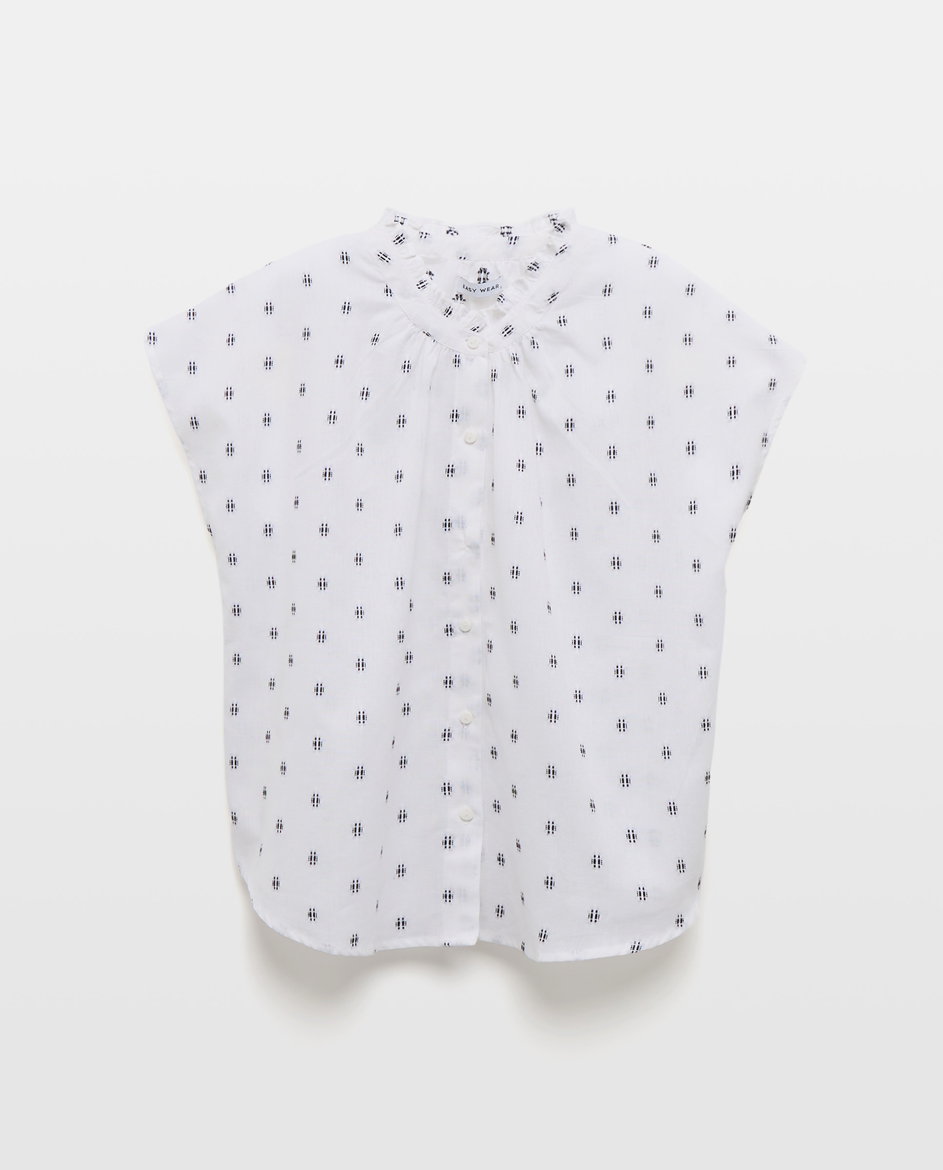 Camisa de Manga Curta Estampada Branco-4