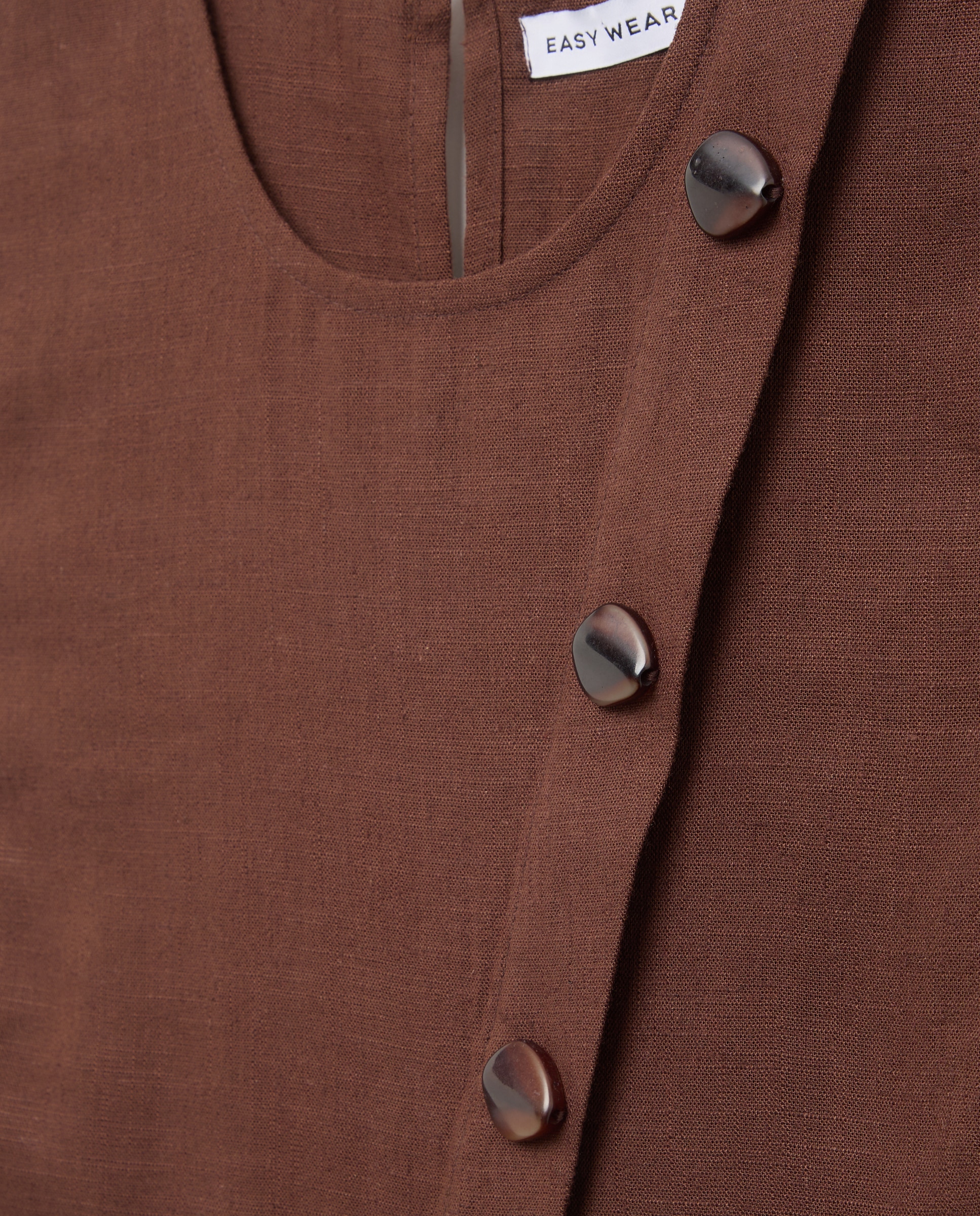 Top de mujer cruzado corto con lino - Easy Wear - Chocolate Chocolate-6