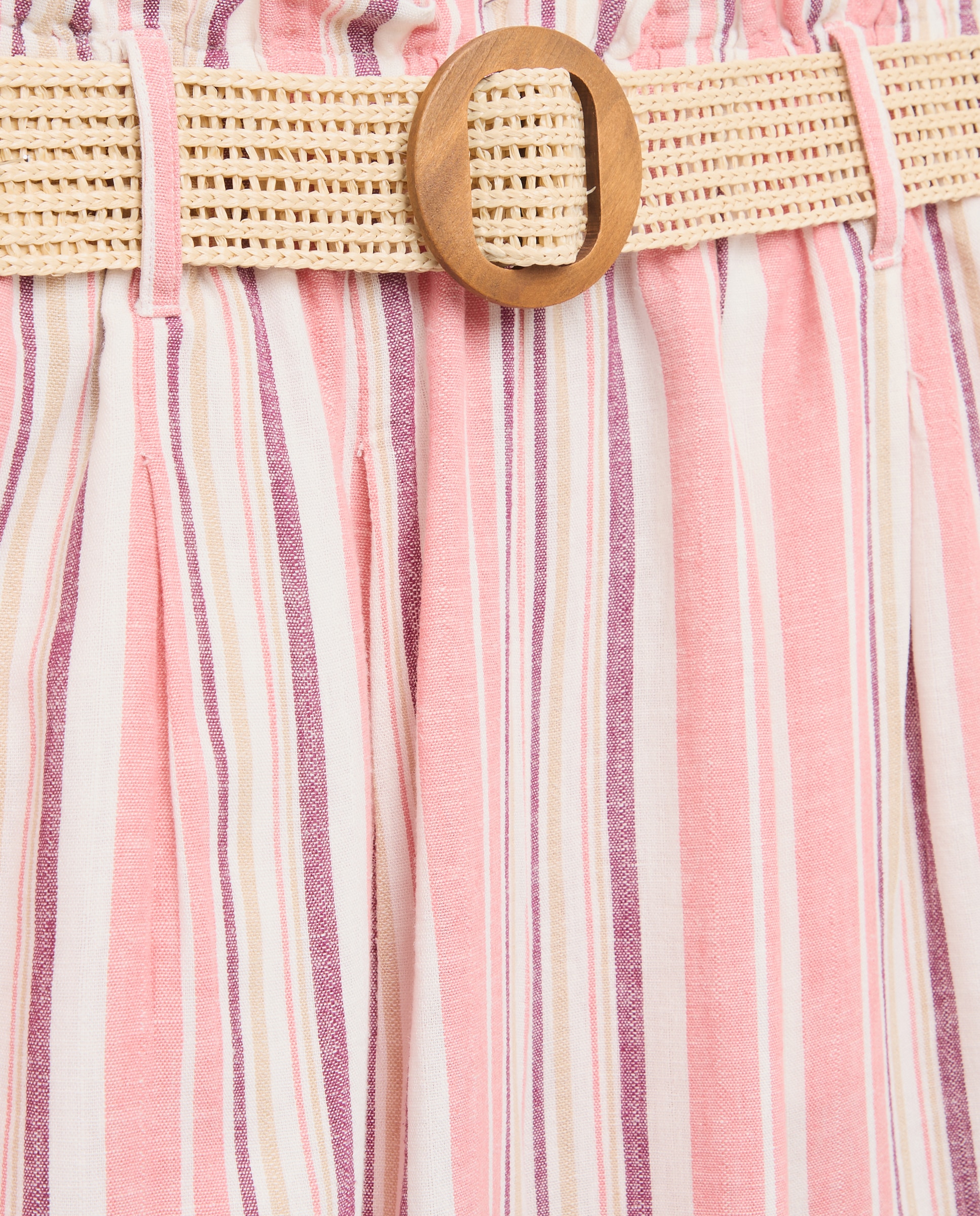 Bermudas de Linho com Cinto de Ráfia Rosa-5