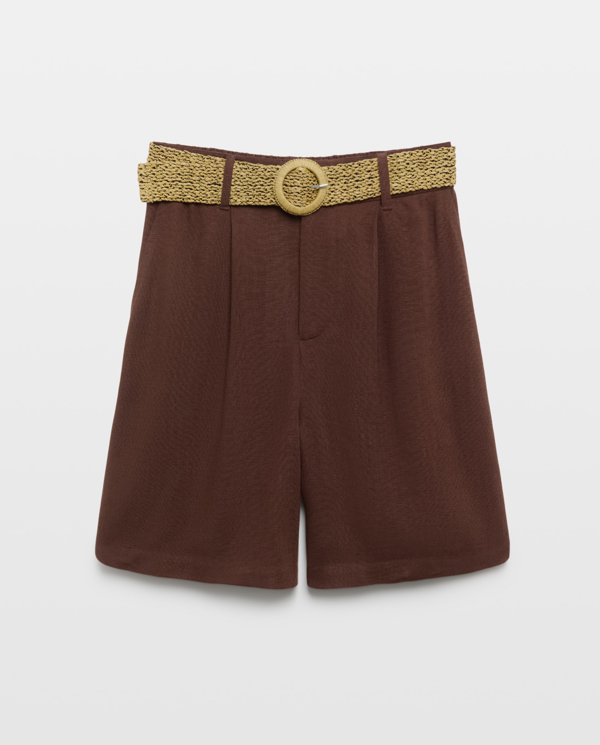 Bermuda de lino de mujer de lino - Easy Wear - Marrón Marrón-4