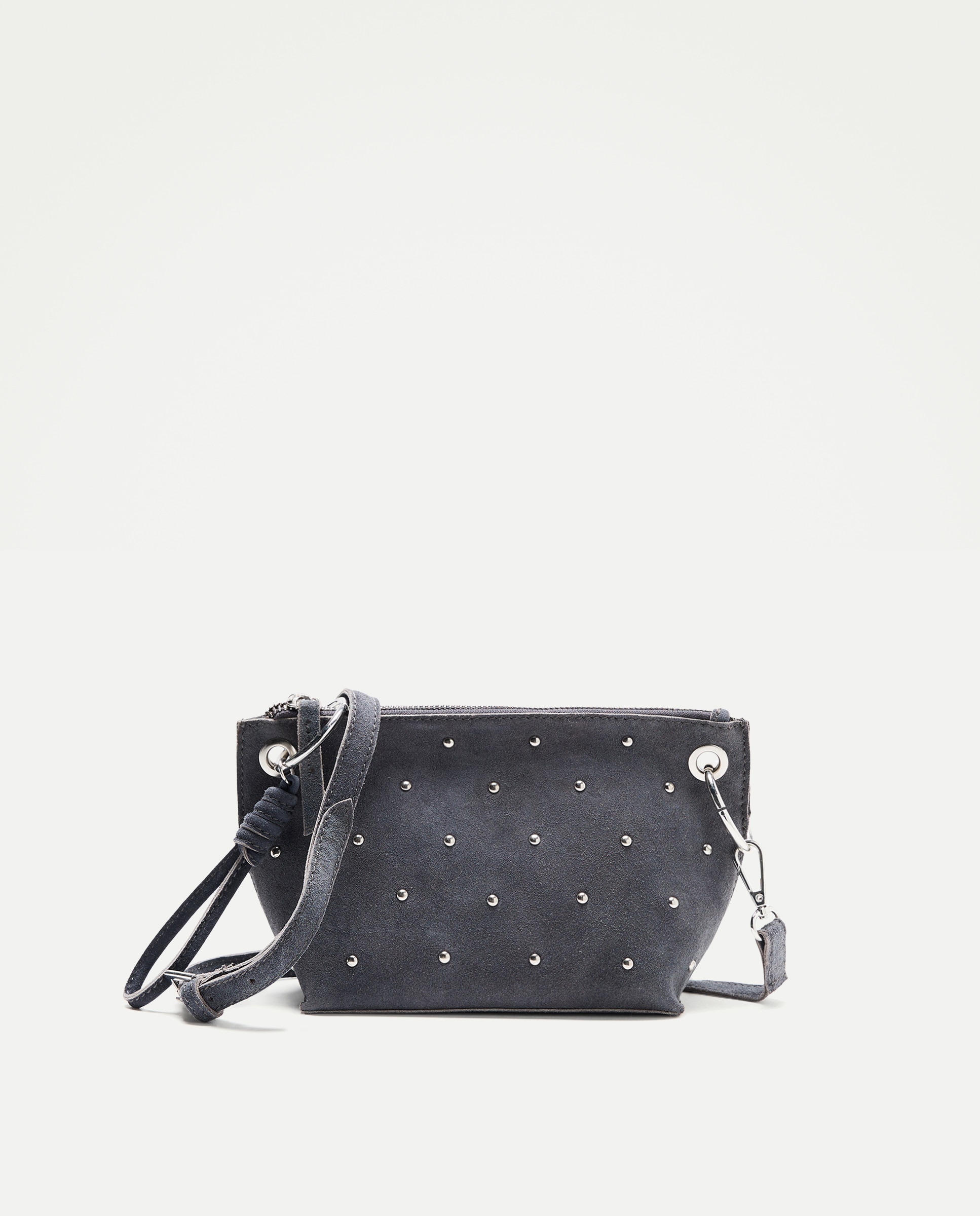 Mala a Tiracolo em Pele com Tachas 820 Cinzento Médio-1