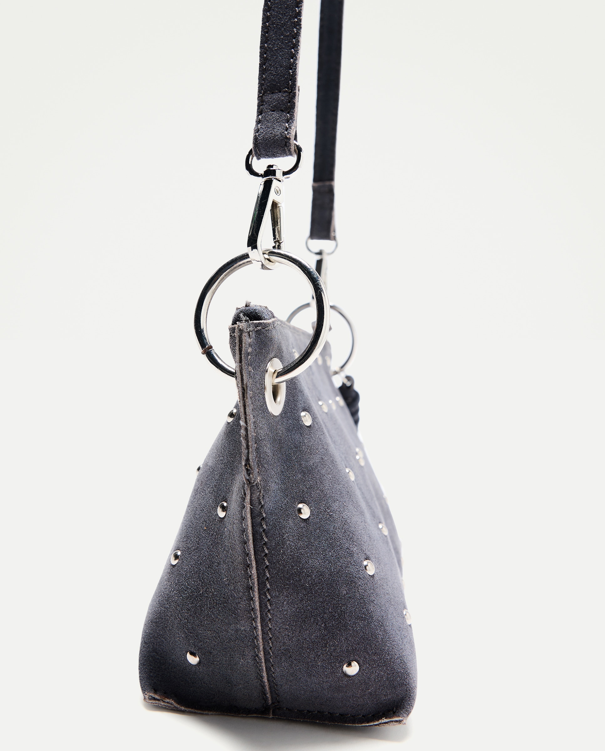 Mala a Tiracolo em Pele com Tachas 820 Cinzento Médio-5