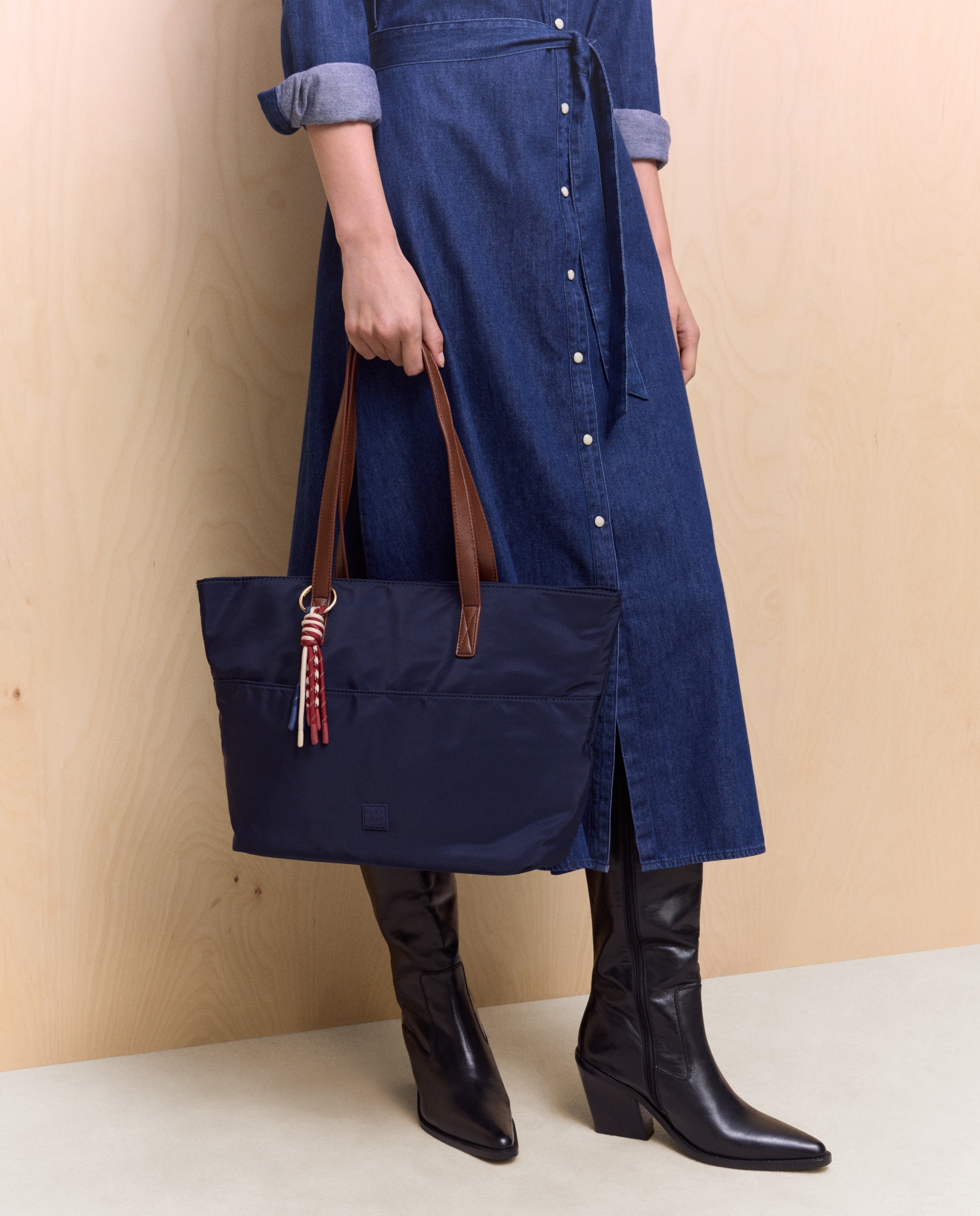 Mala Shopper de Nylon Azul-marinho-5