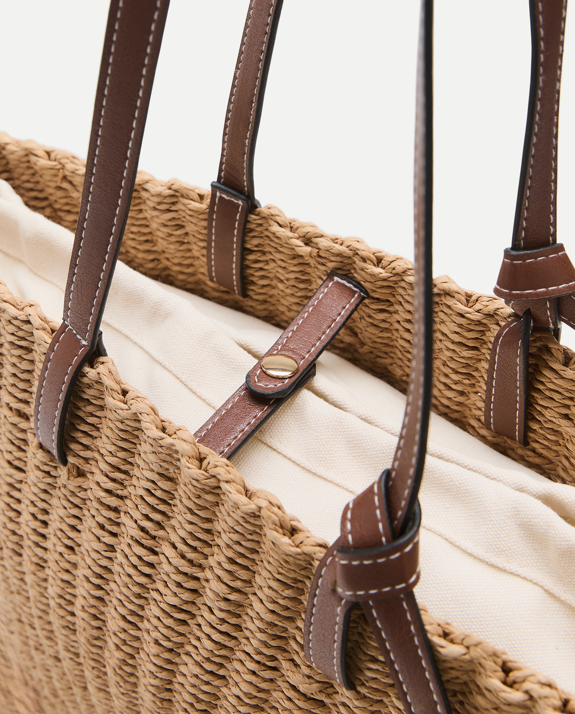 Cesta de Ráfia Bege-3