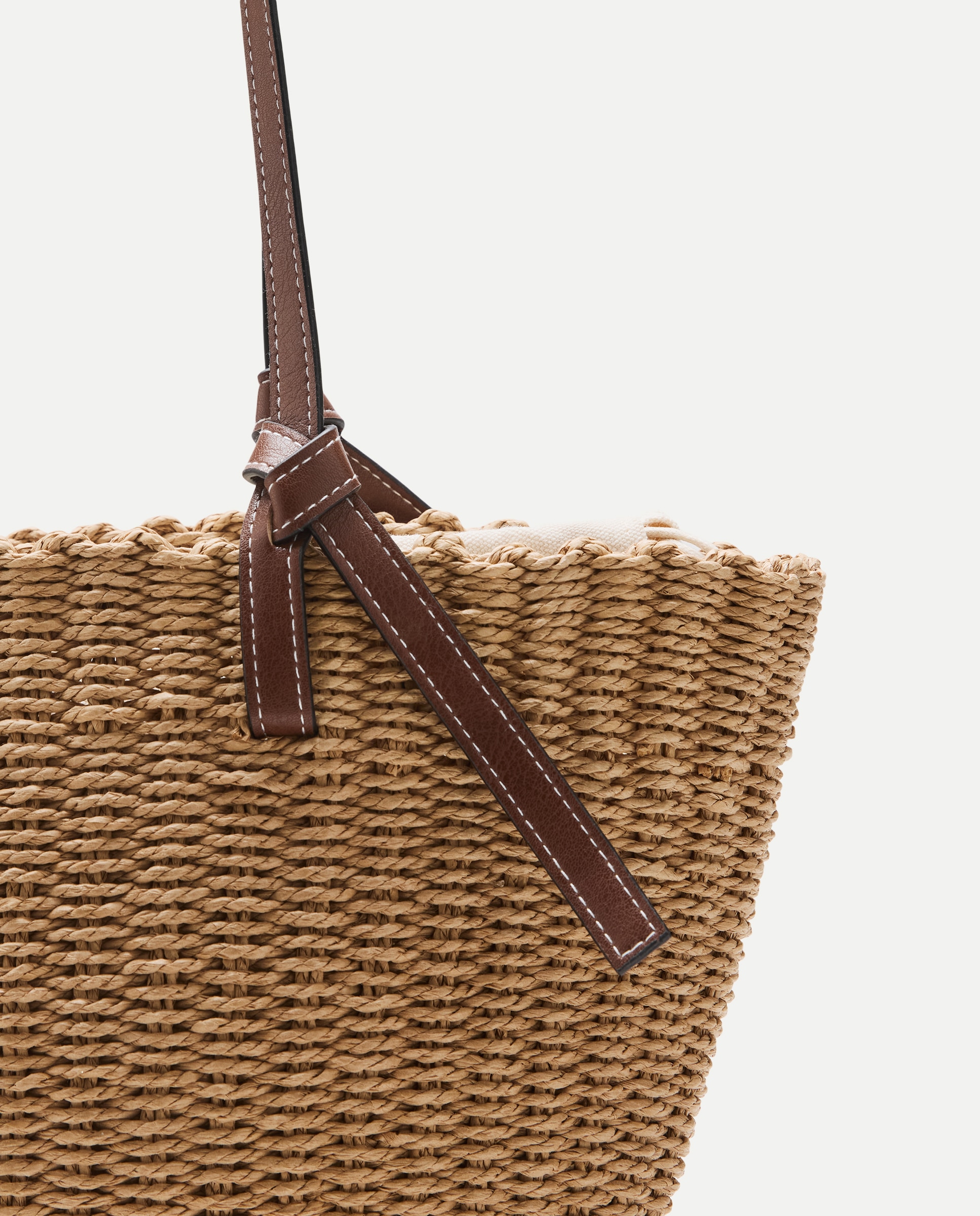 Cesta de Ráfia Bege-4