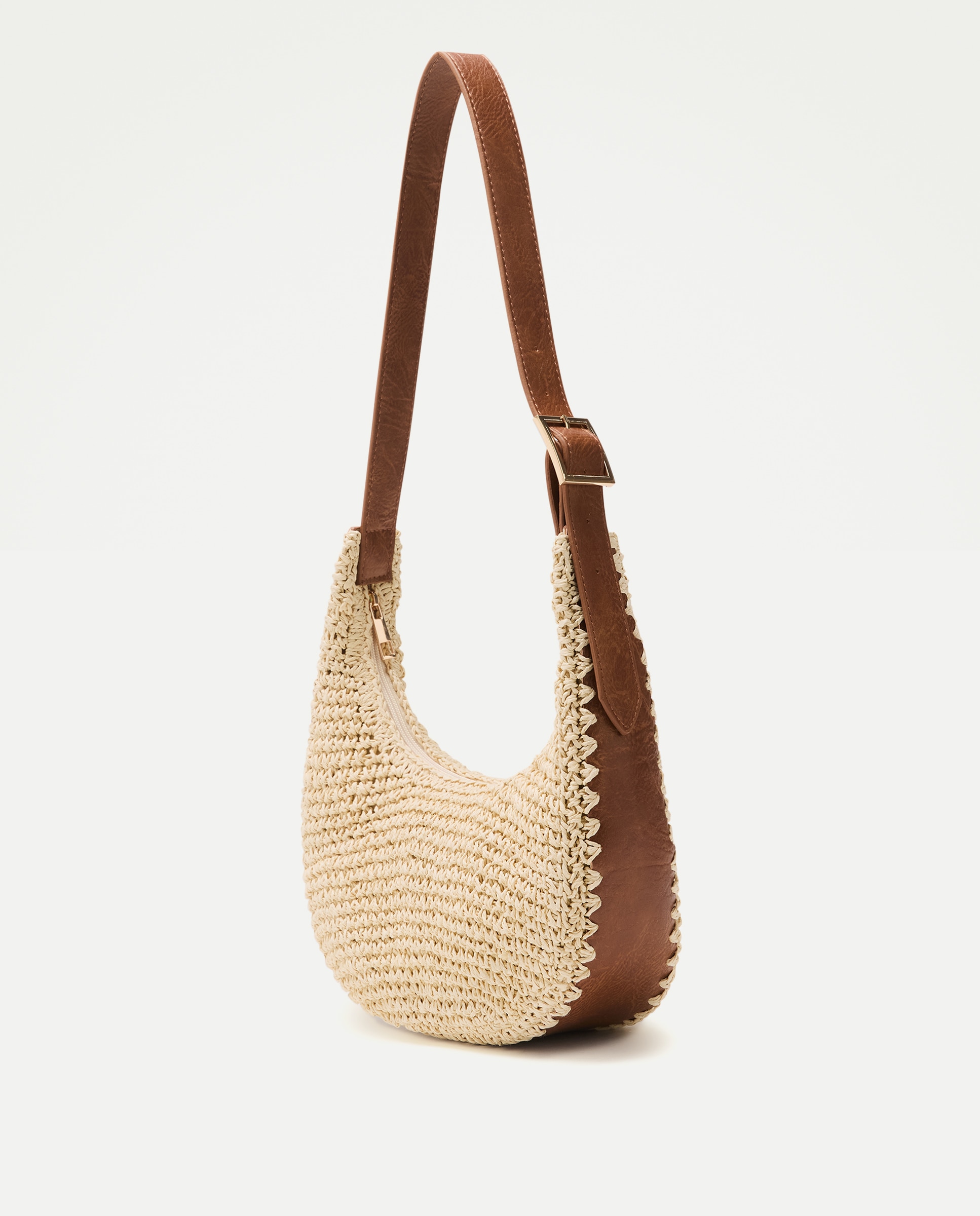 Mala Hobo de Ráfia Bege-2