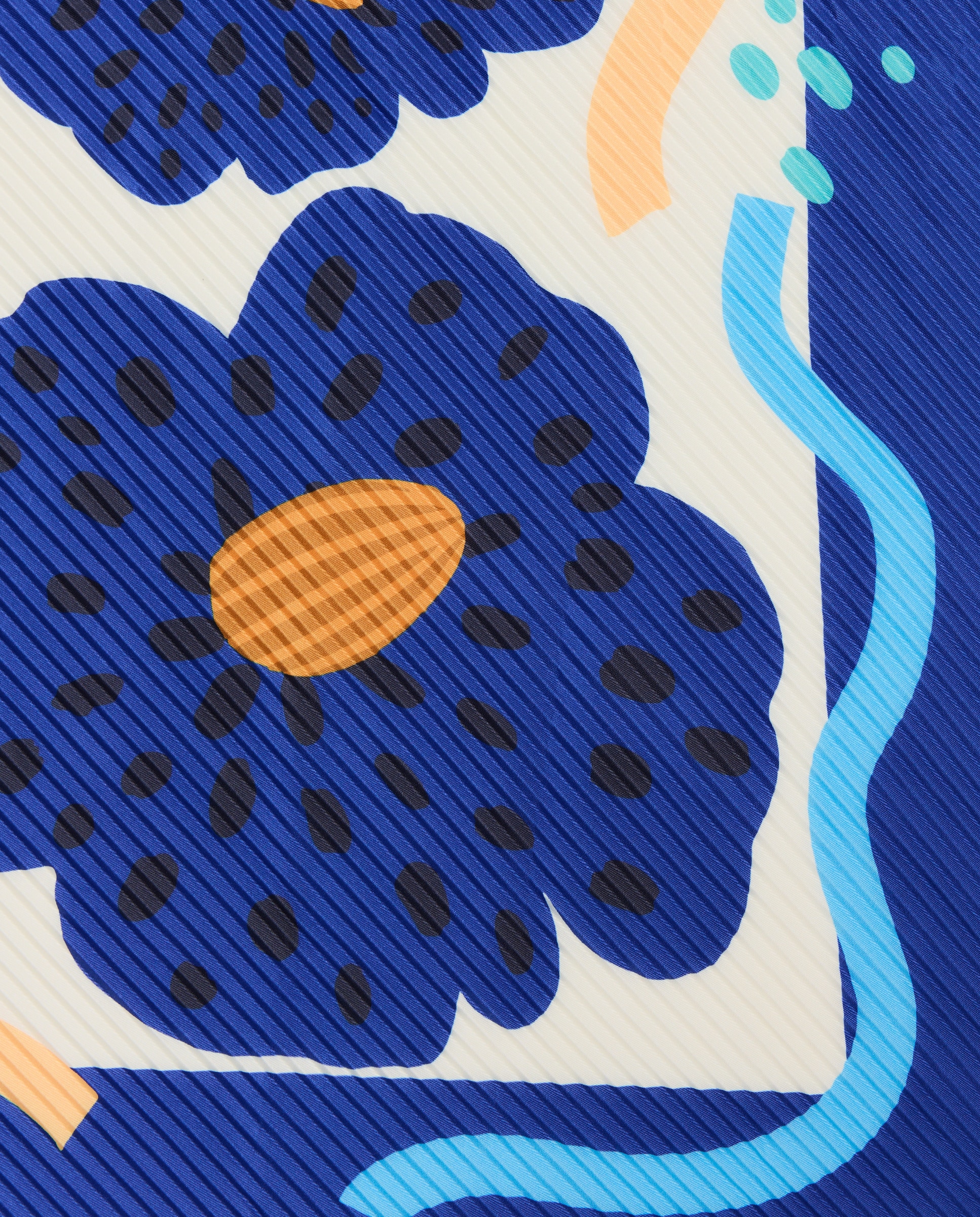 Lenço Plissado com Estampado Floral Azul-4