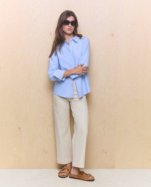 Imagem 0 de Calças Cropped Culotte com Botões