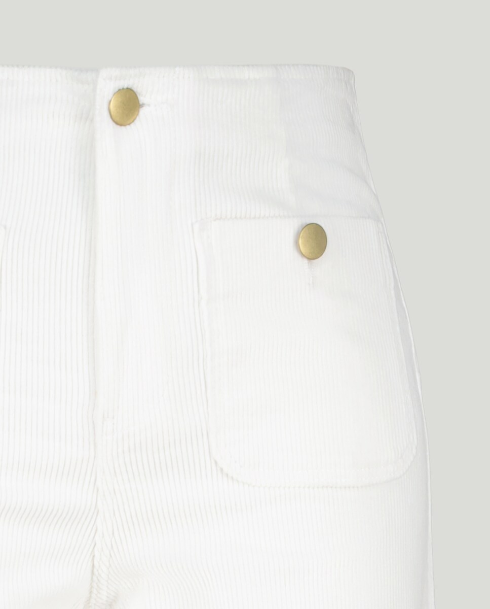 Calças de Bombazina Crop Tipo Culotte Branco-marfim-5