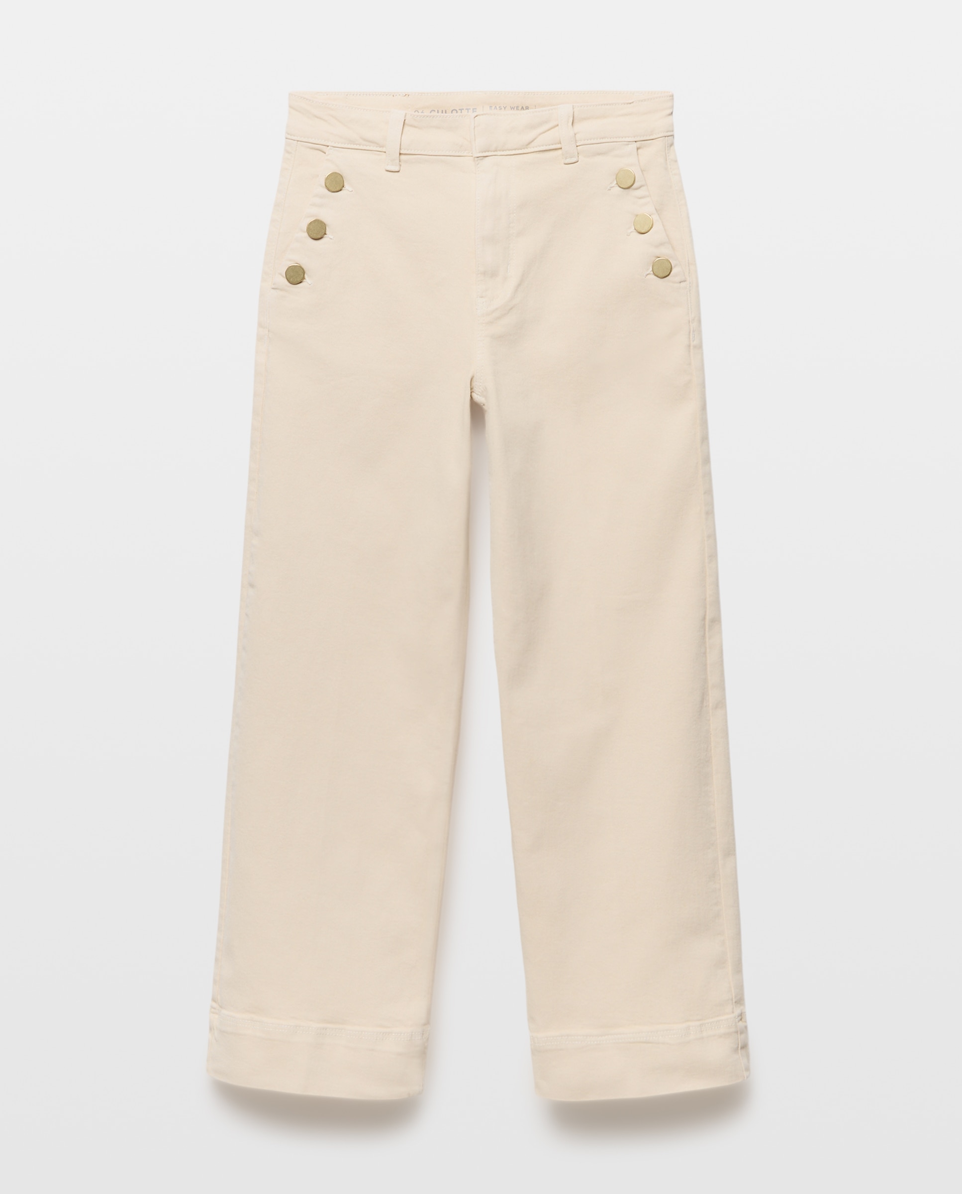Pantalón de mujer crop culotte abotonado - Easy Wear - 120 Crudo 120 Crudo-4