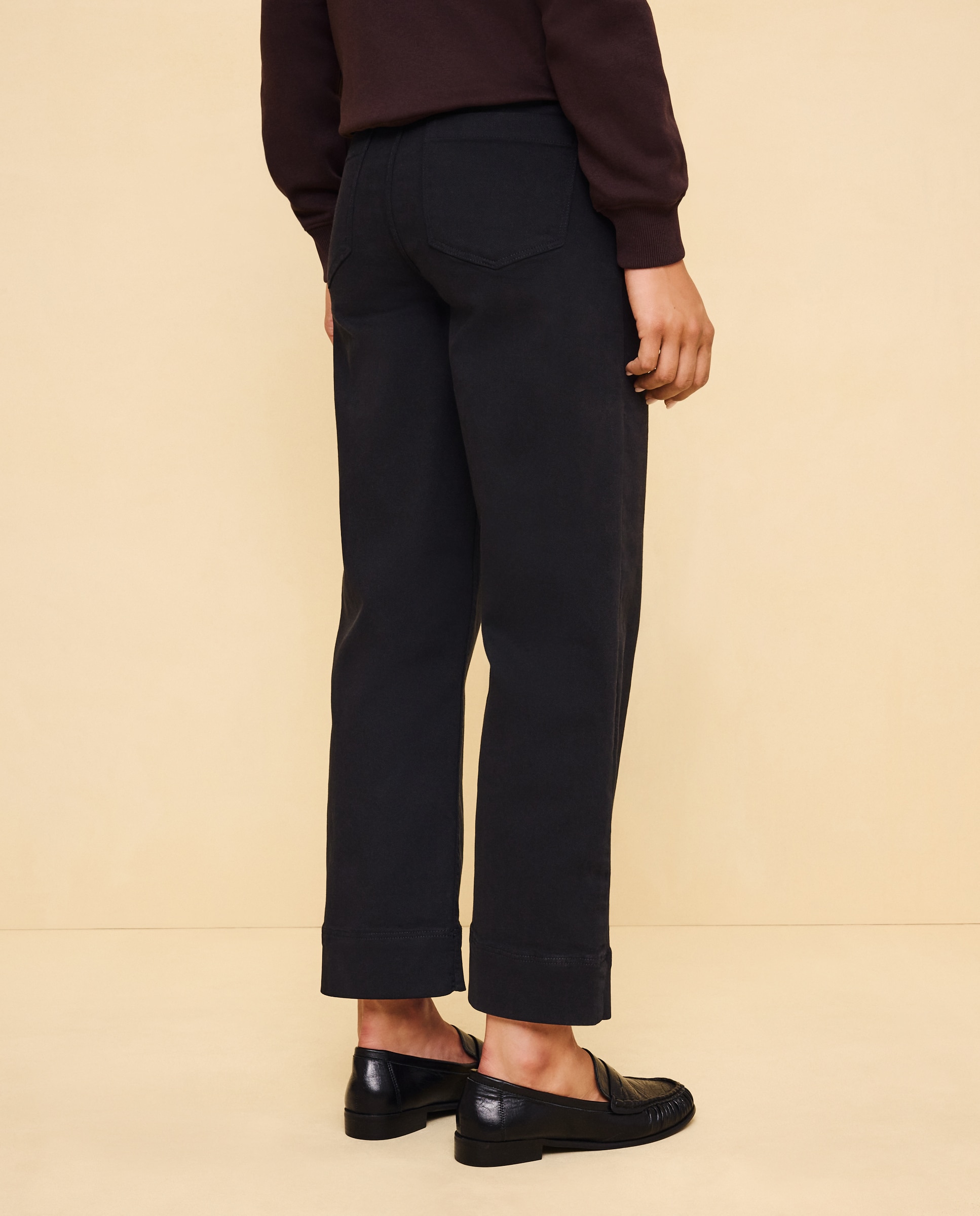 Pantalón de mujer crop culotte abotonado - Easy Wear - Negro Negro-3