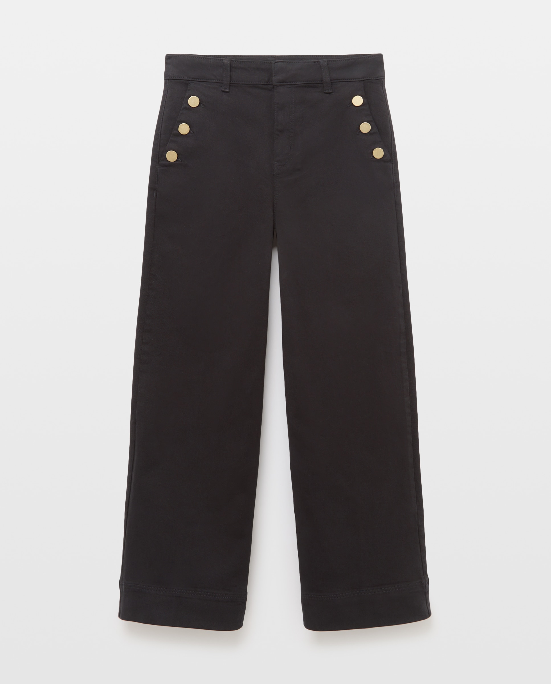 Pantalón de mujer crop culotte abotonado - Easy Wear - Negro Negro-4
