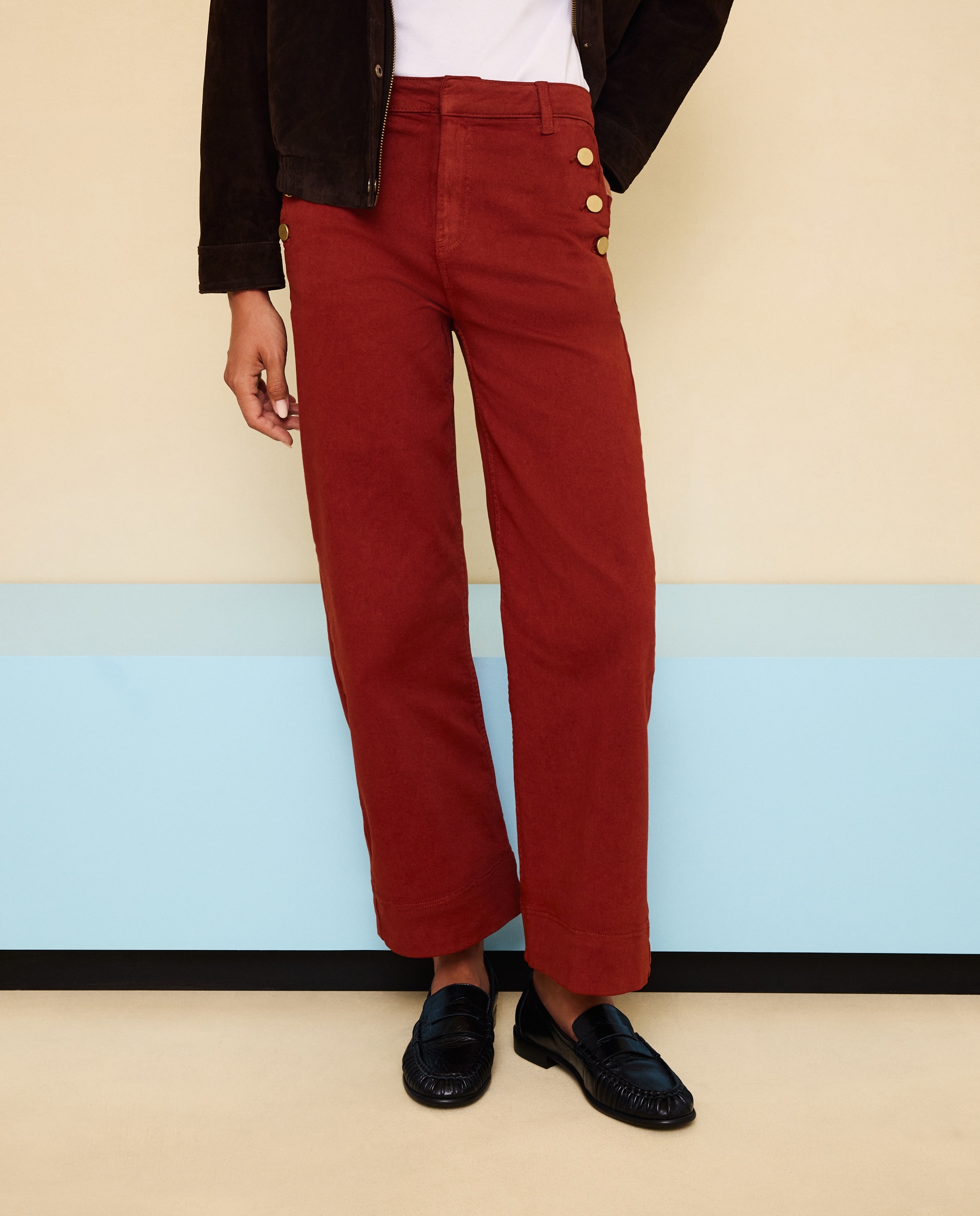 Pantalón de mujer crop culotte abotonado - Easy Wear - 790 Bronce 790 Bronce-2