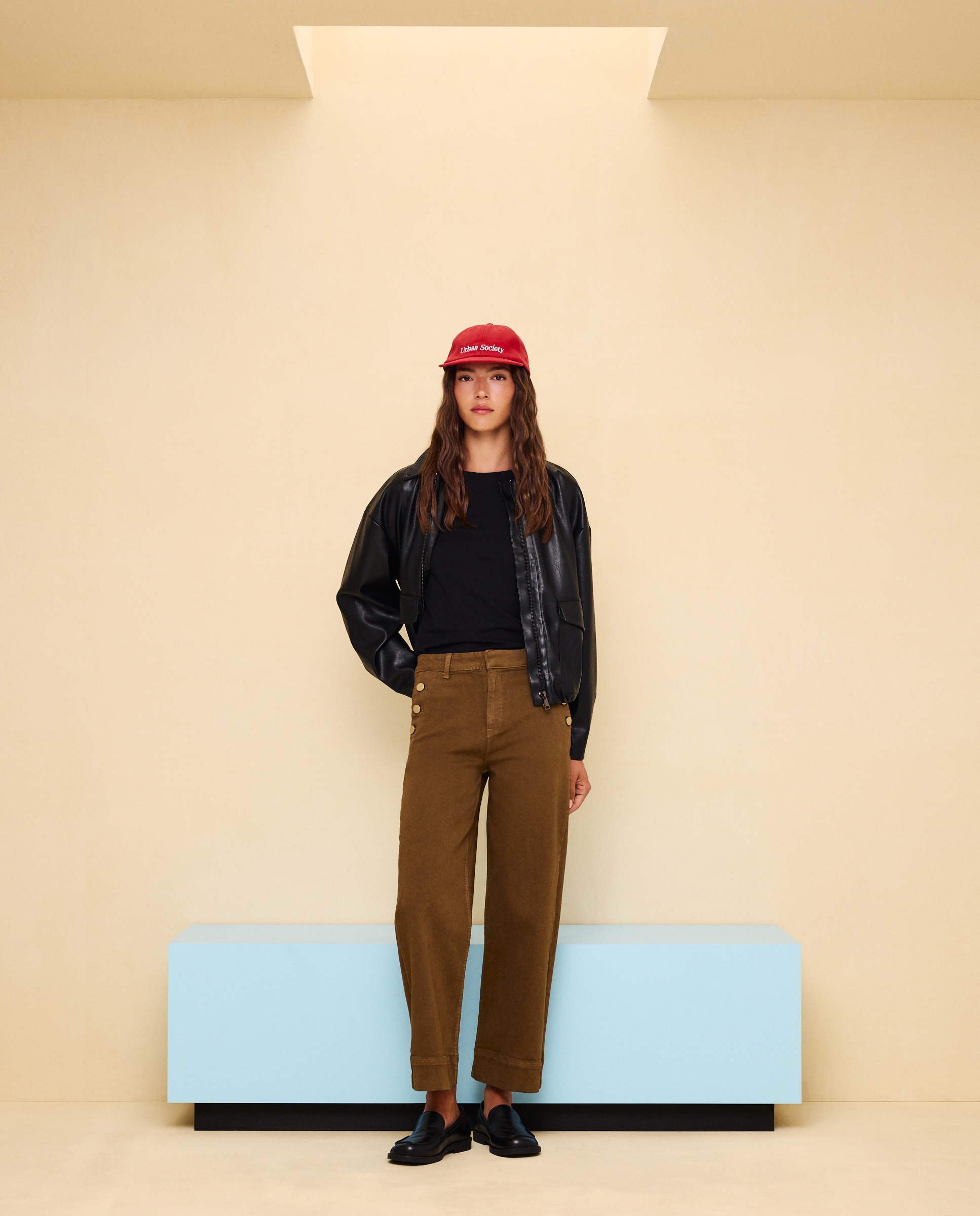 Pantalón de mujer crop culotte abotonado - Easy Wear - 371 Aceite 371 Aceite-1