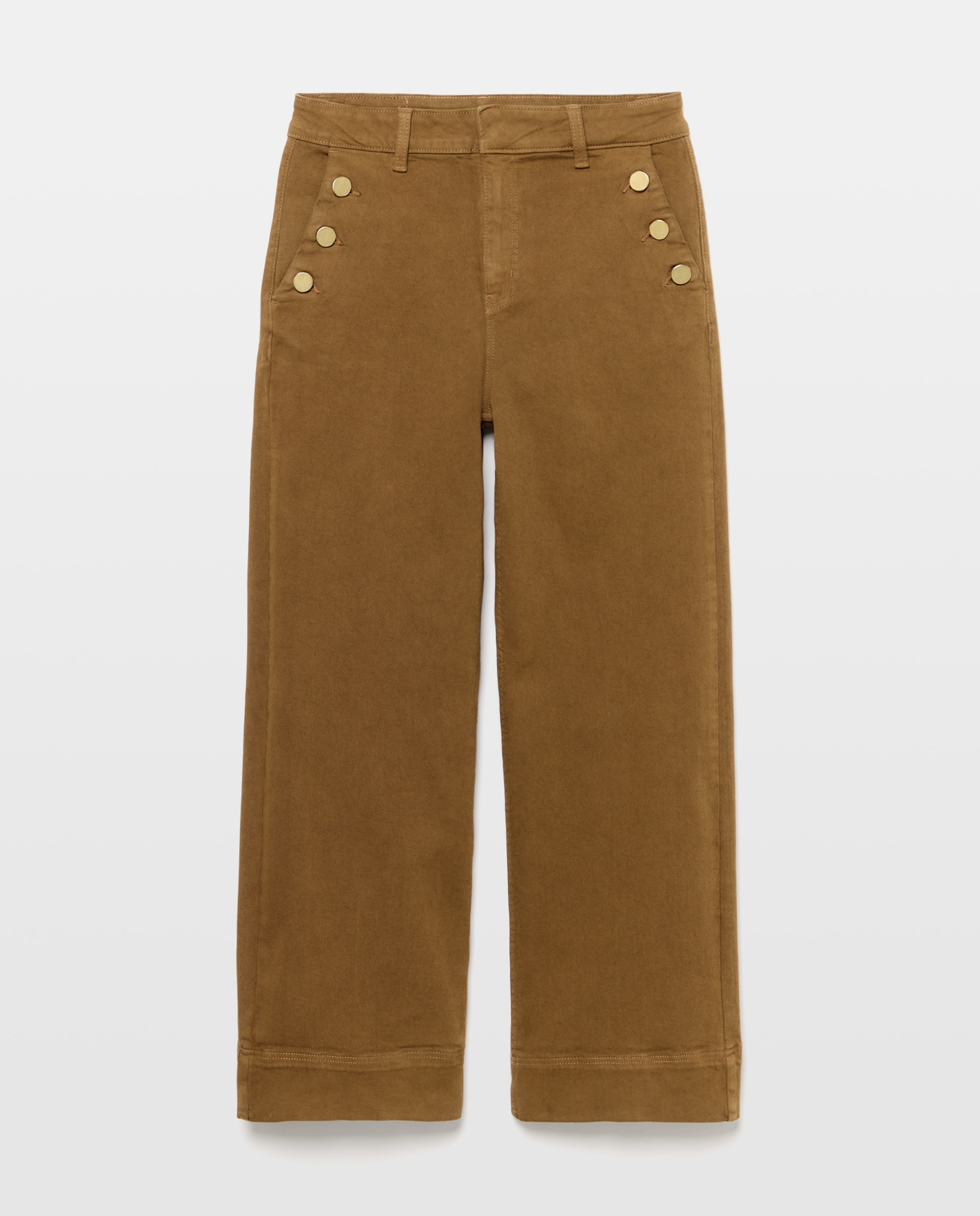 Pantalón de mujer crop culotte abotonado - Easy Wear - 371 Aceite 371 Aceite-4