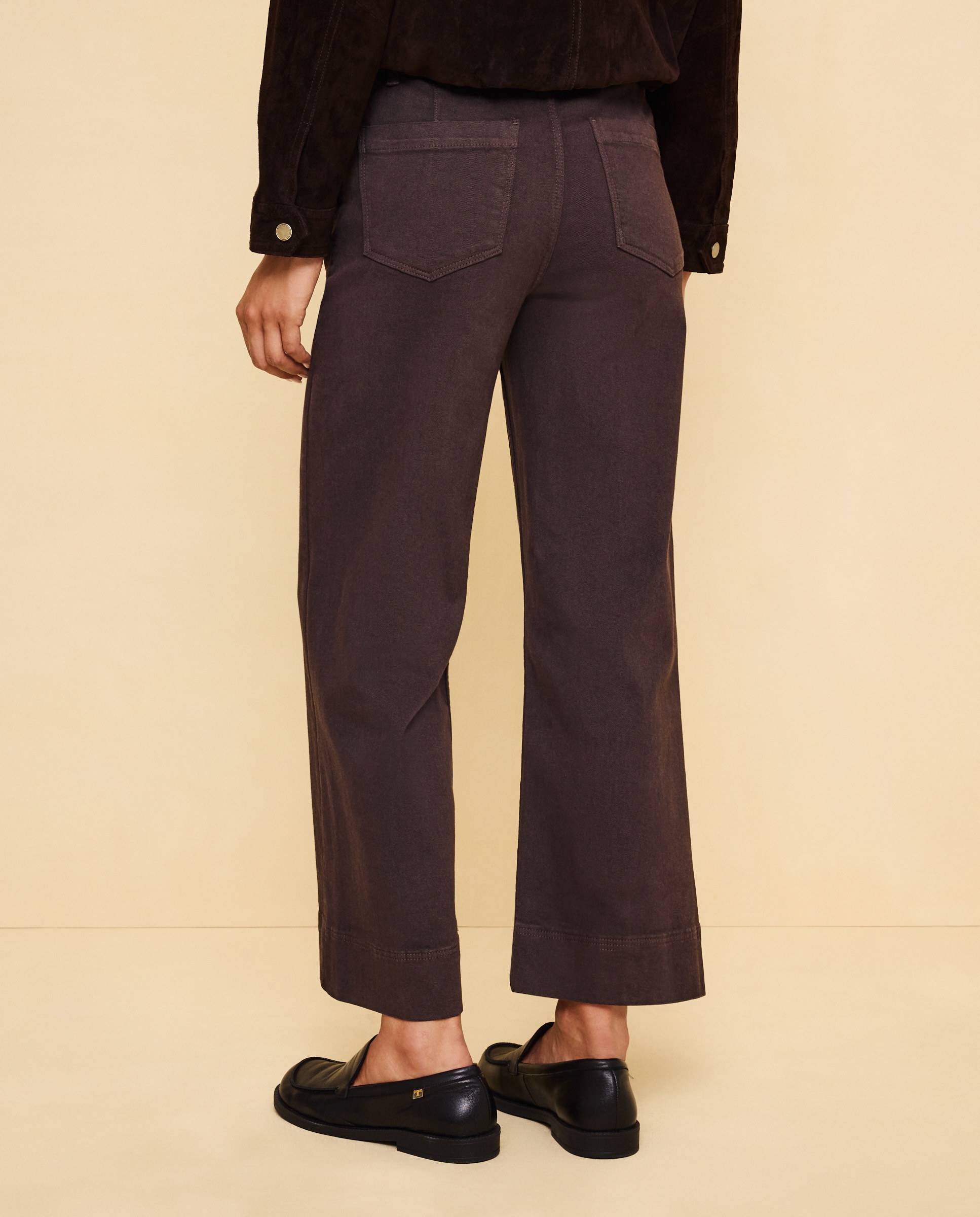 Pantalón de mujer crop culotte abotonado - Easy Wear - Marrón Marrón-3