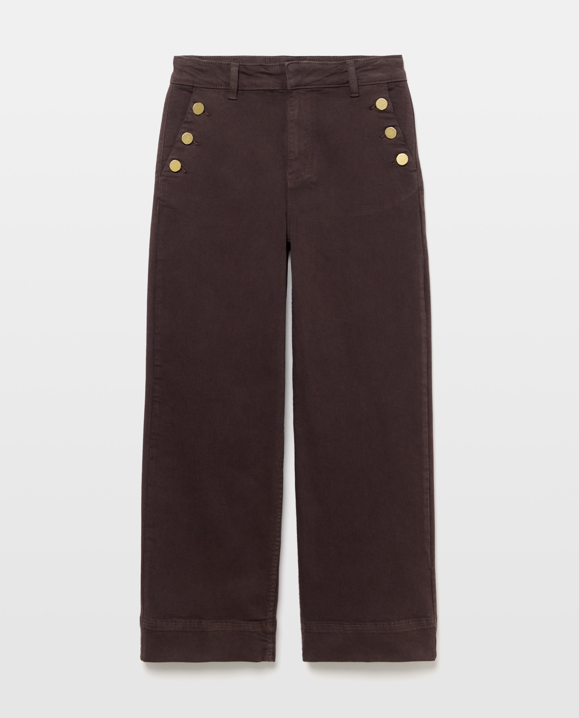 Pantalón de mujer crop culotte abotonado - Easy Wear - Marrón Marrón-4