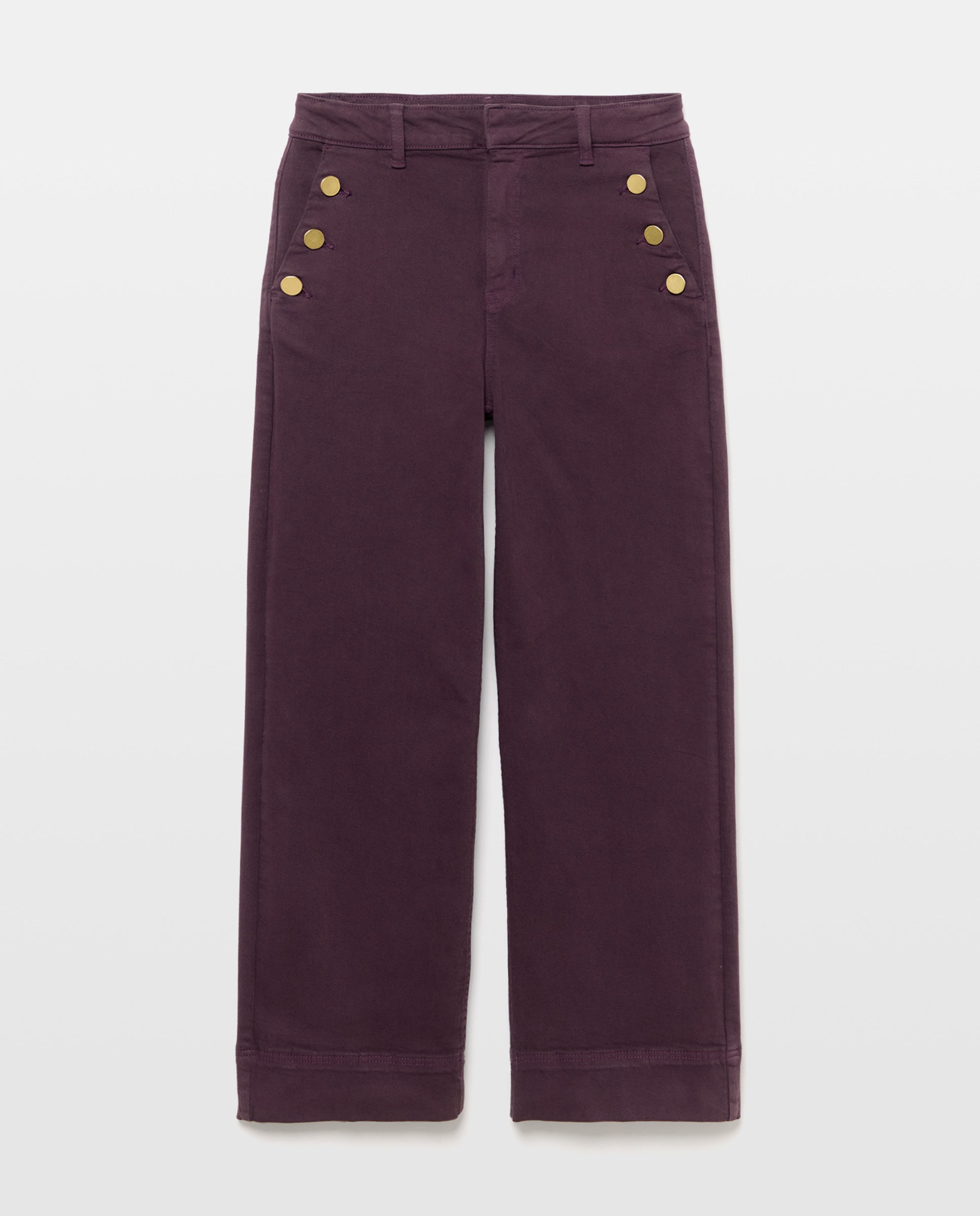 Pantalón de mujer crop culotte abotonado - Easy Wear - 291 Berenjena 291 Berenjena-4