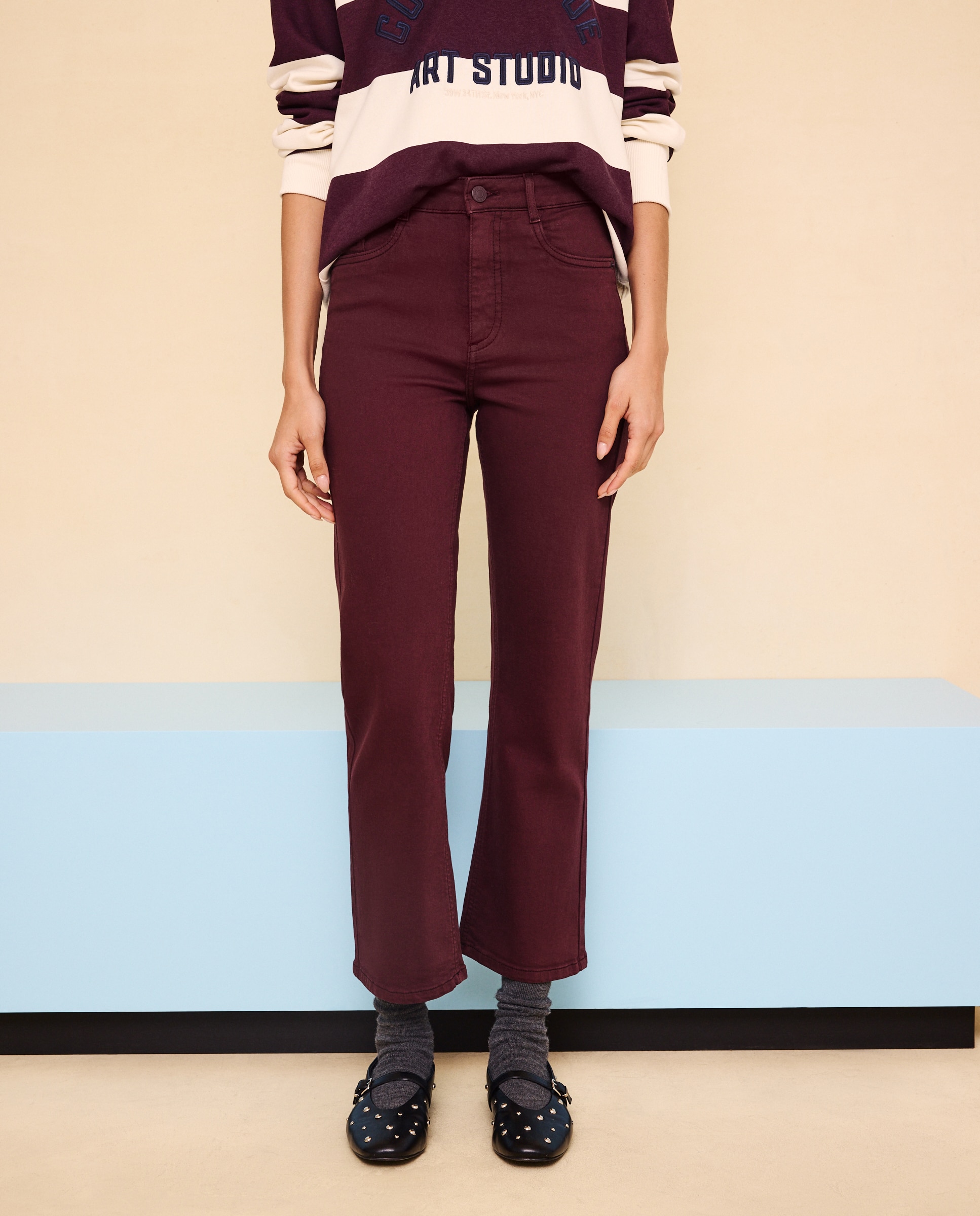 Pantalón de mujer crop flare - Easy Wear - 291 Berenjena 291 Berenjena-2