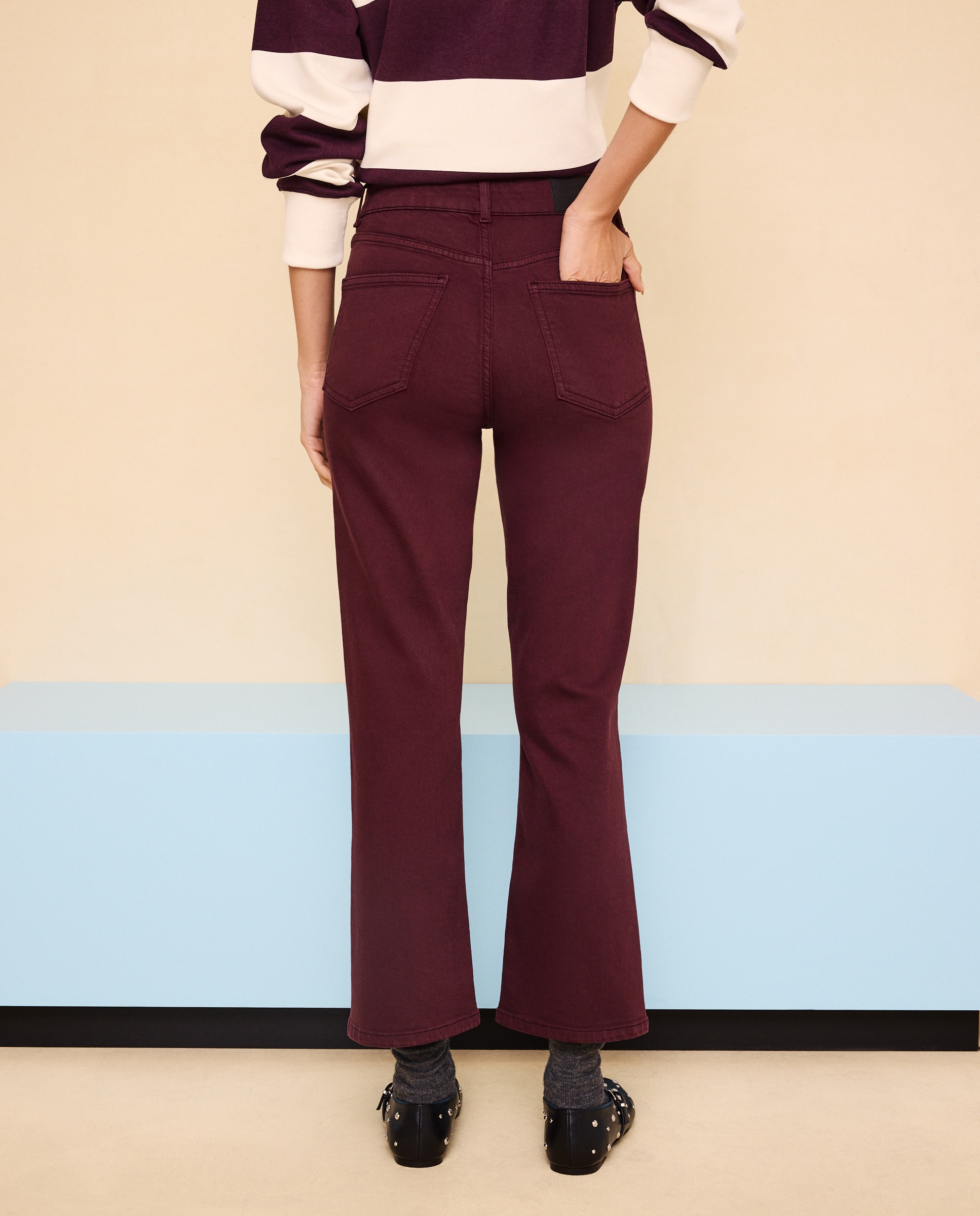 Pantalón de mujer crop flare - Easy Wear - 291 Berenjena 291 Berenjena-3