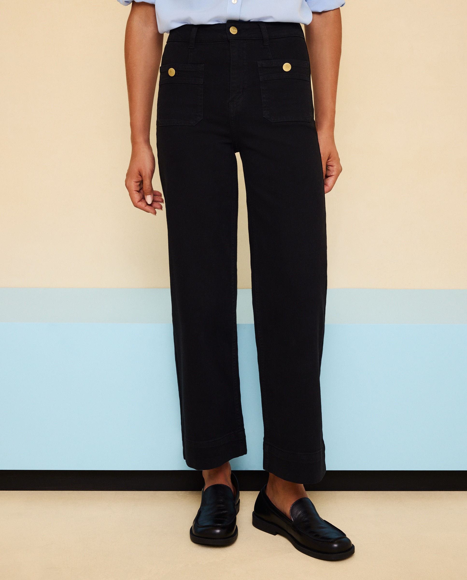 Jeans Cropped Culotte Preto-2