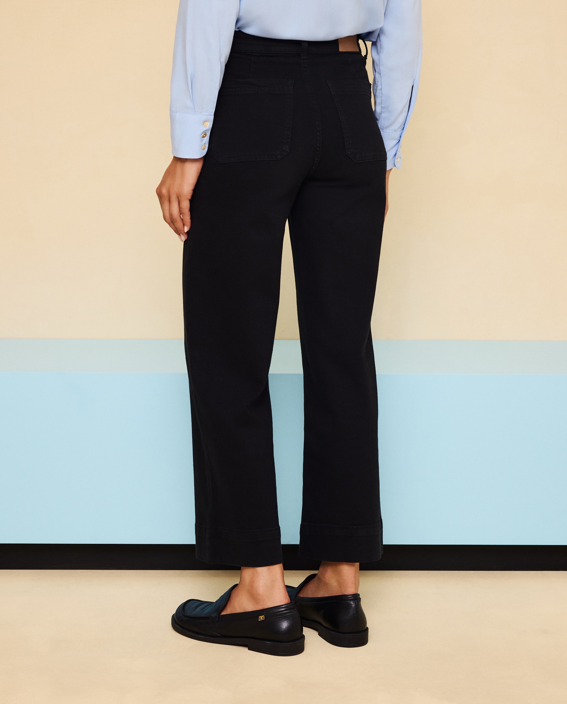 Jeans Cropped Culotte Preto-3