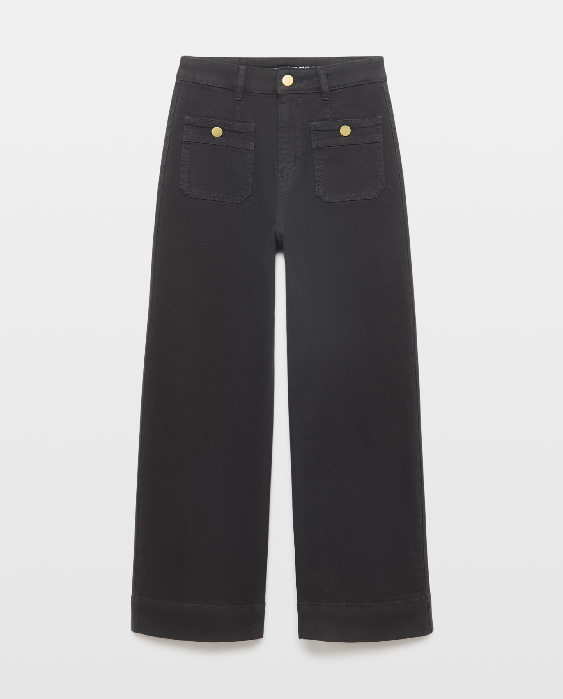 Jeans Cropped Culotte Preto-4