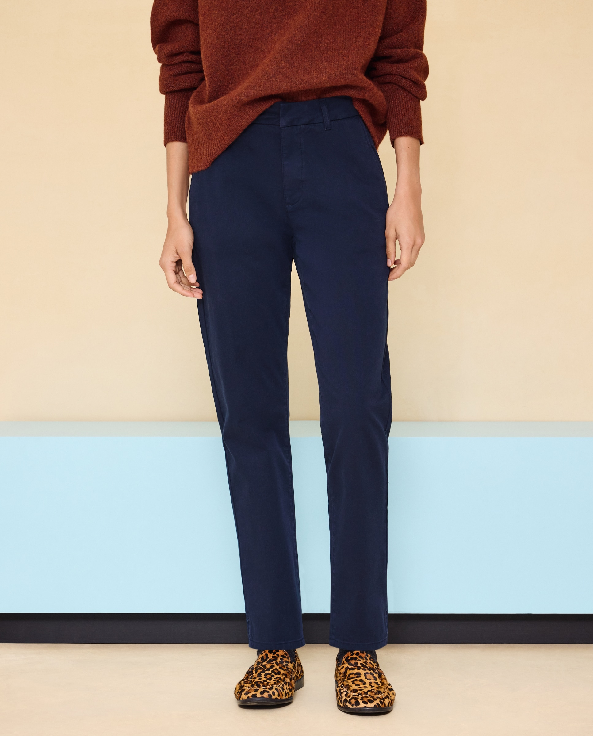 Imagen 2 de Pantalón chino de mujer con cinturón - Easy Wear - Azul marino Azul marino
