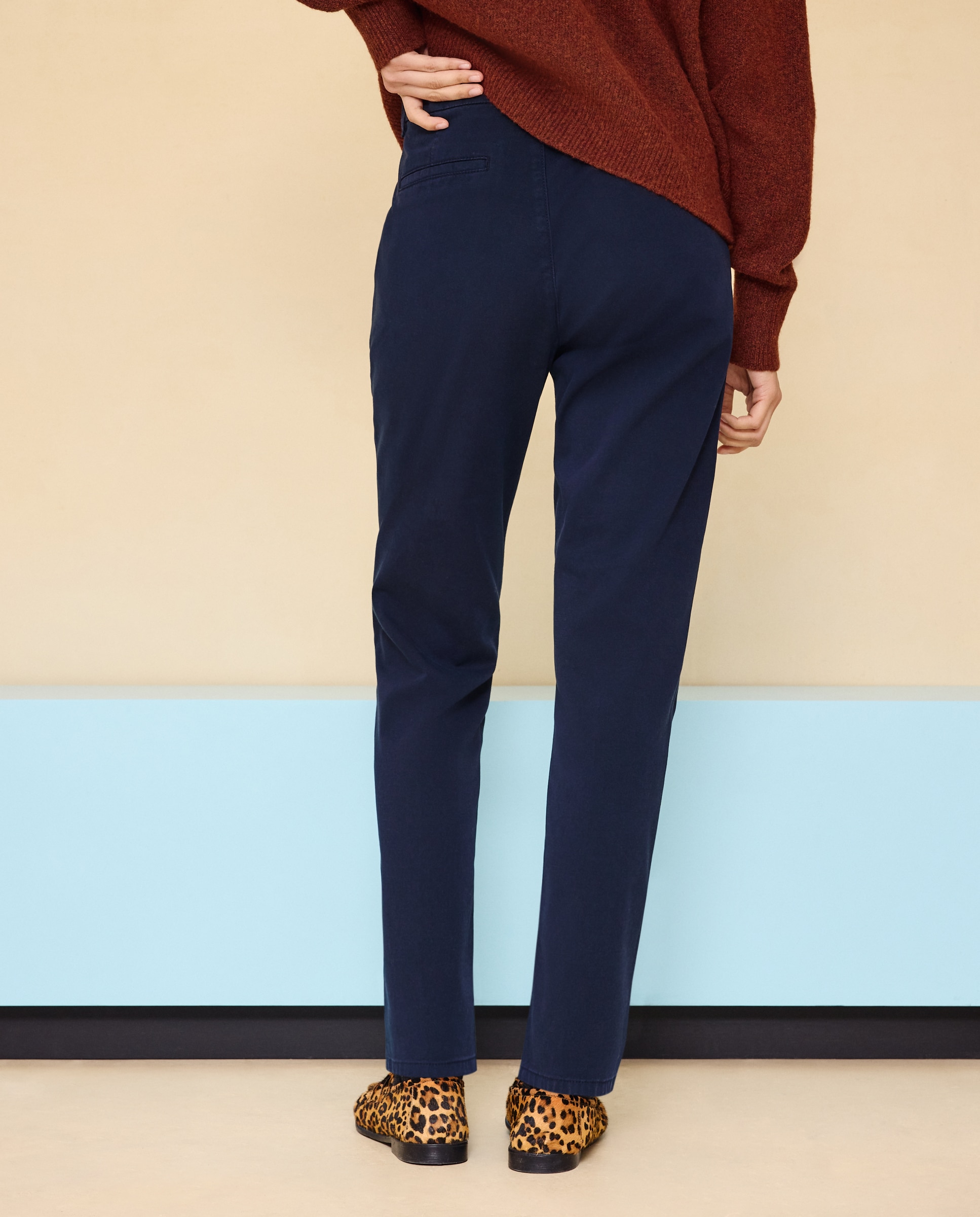 Imagen 3 de Pantalón chino de mujer con cinturón - Easy Wear - Azul marino Azul marino