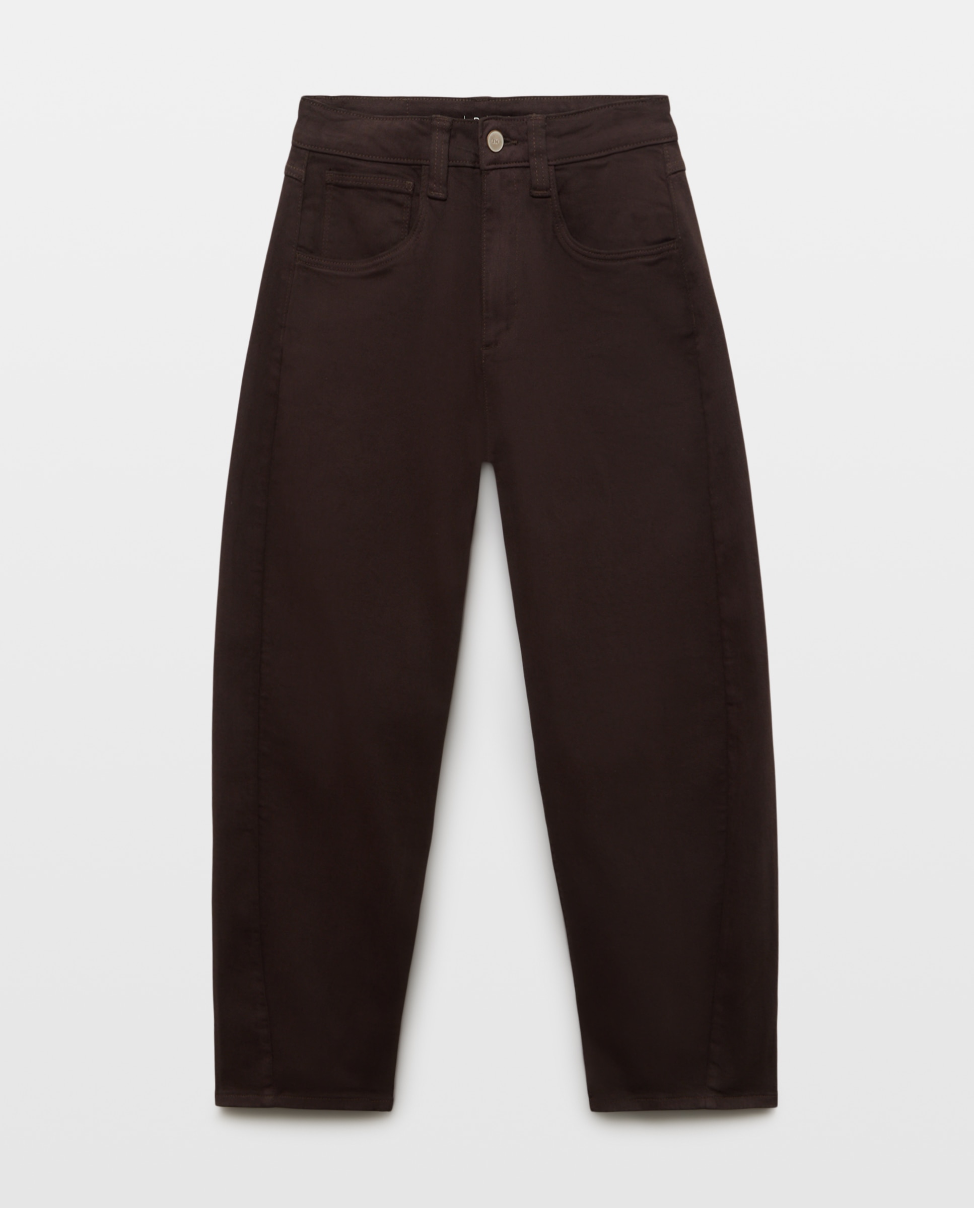 Pantalón denim de mujer barrel con tiro medio - Easy Wear - Marrón Marrón-4