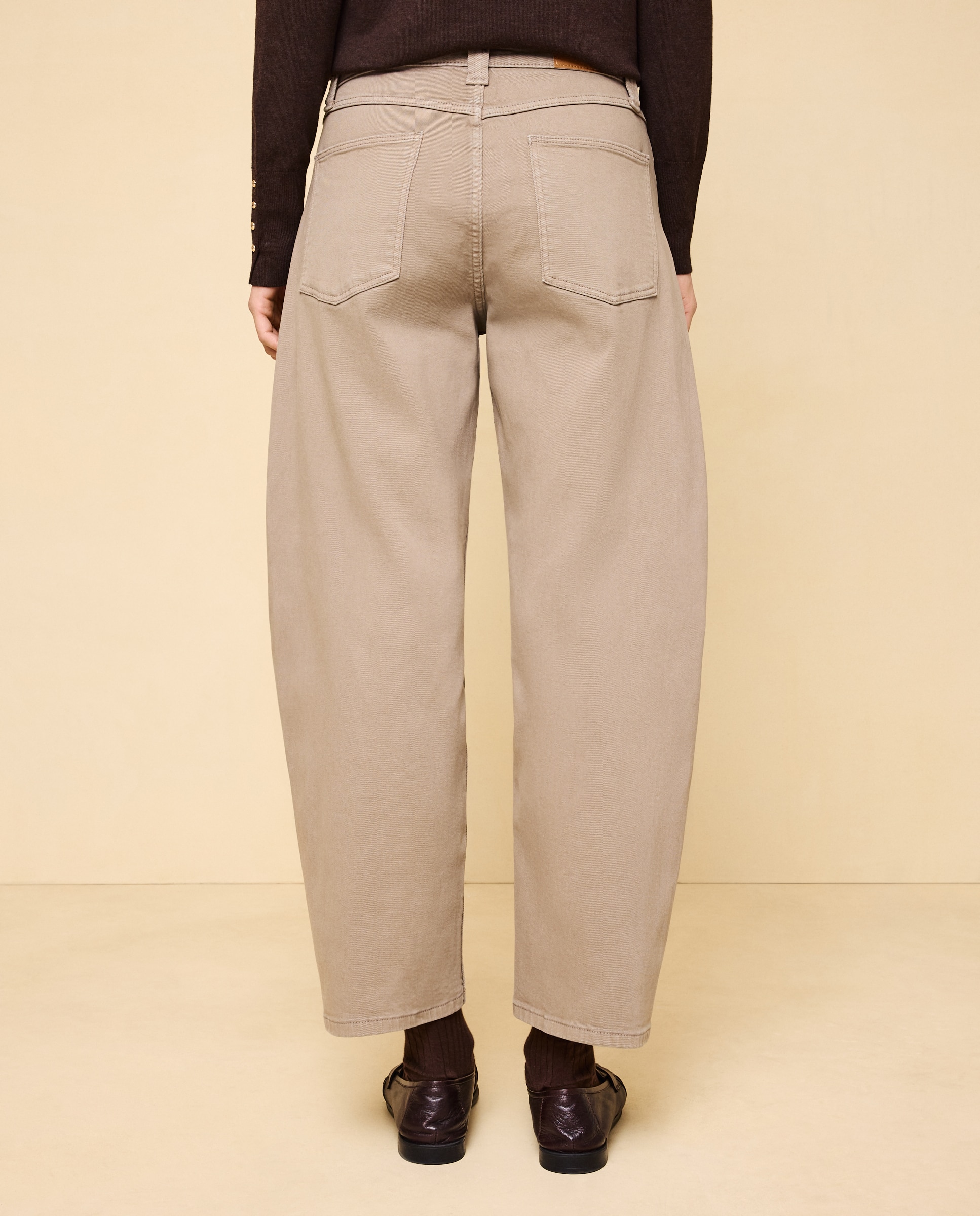 Pantalón denim de mujer barrel con tiro medio - Easy Wear - Visón claro Visón claro-3