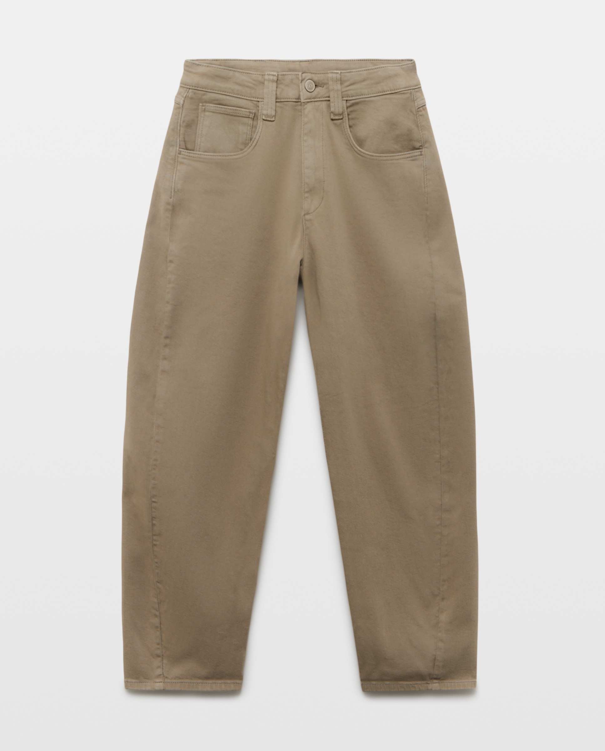 Pantalón denim de mujer barrel con tiro medio - Easy Wear - Visón claro Visón claro-4