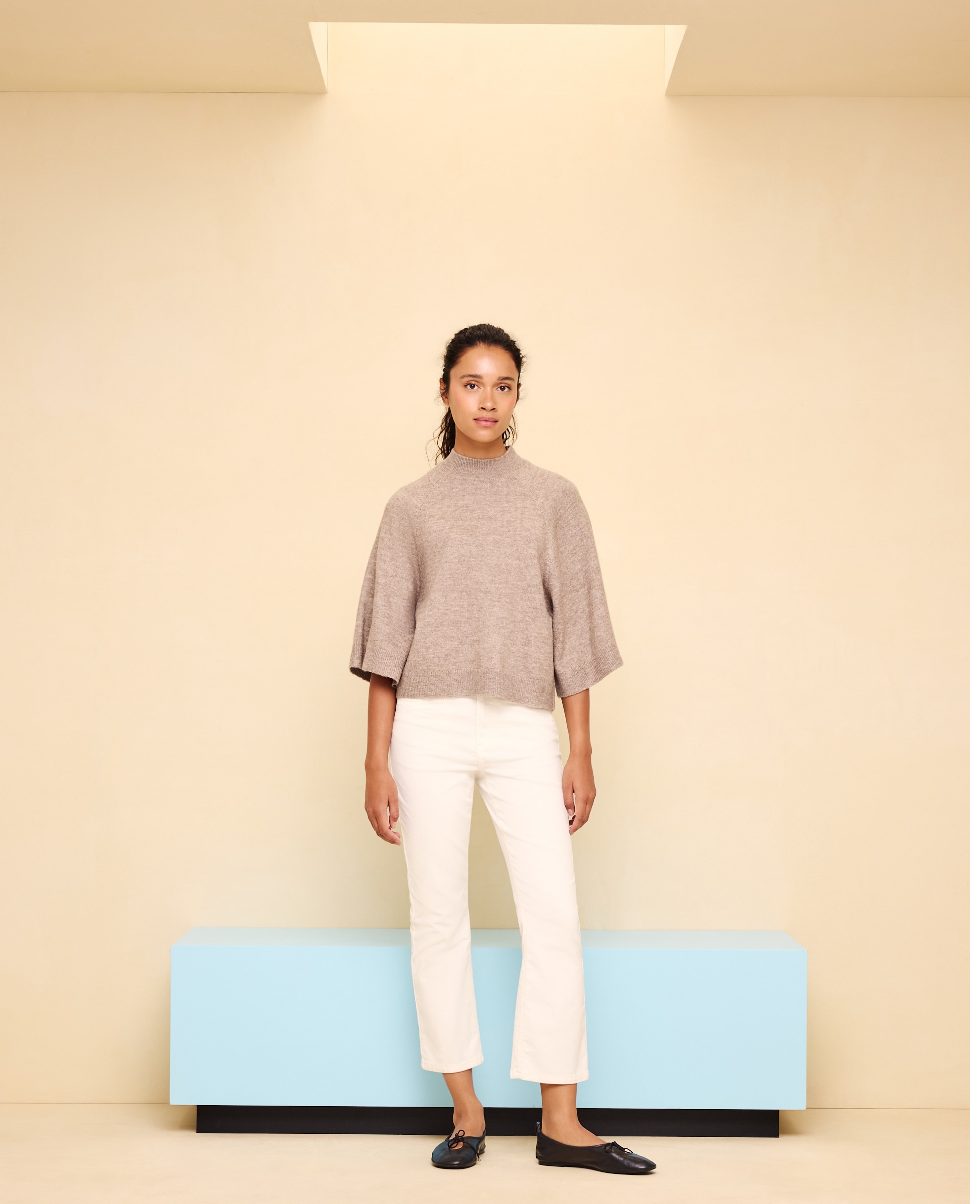 Imagen 1 de Pantalón pana de mujer crop flare - Easy Wear - Blanco roto Blanco roto