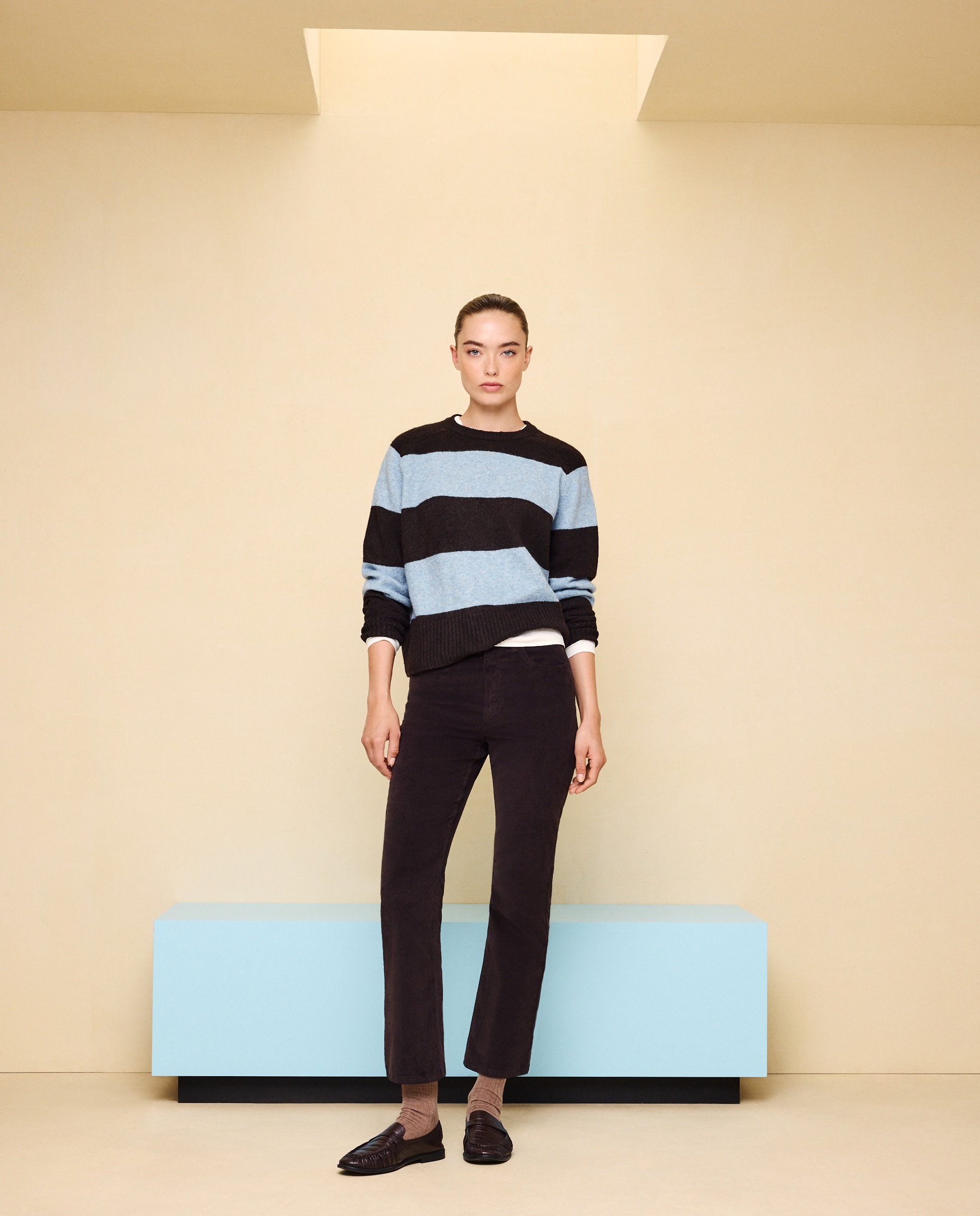 Imagen 1 de Pantalón pana de mujer crop flare - Easy Wear - Marrón Marrón