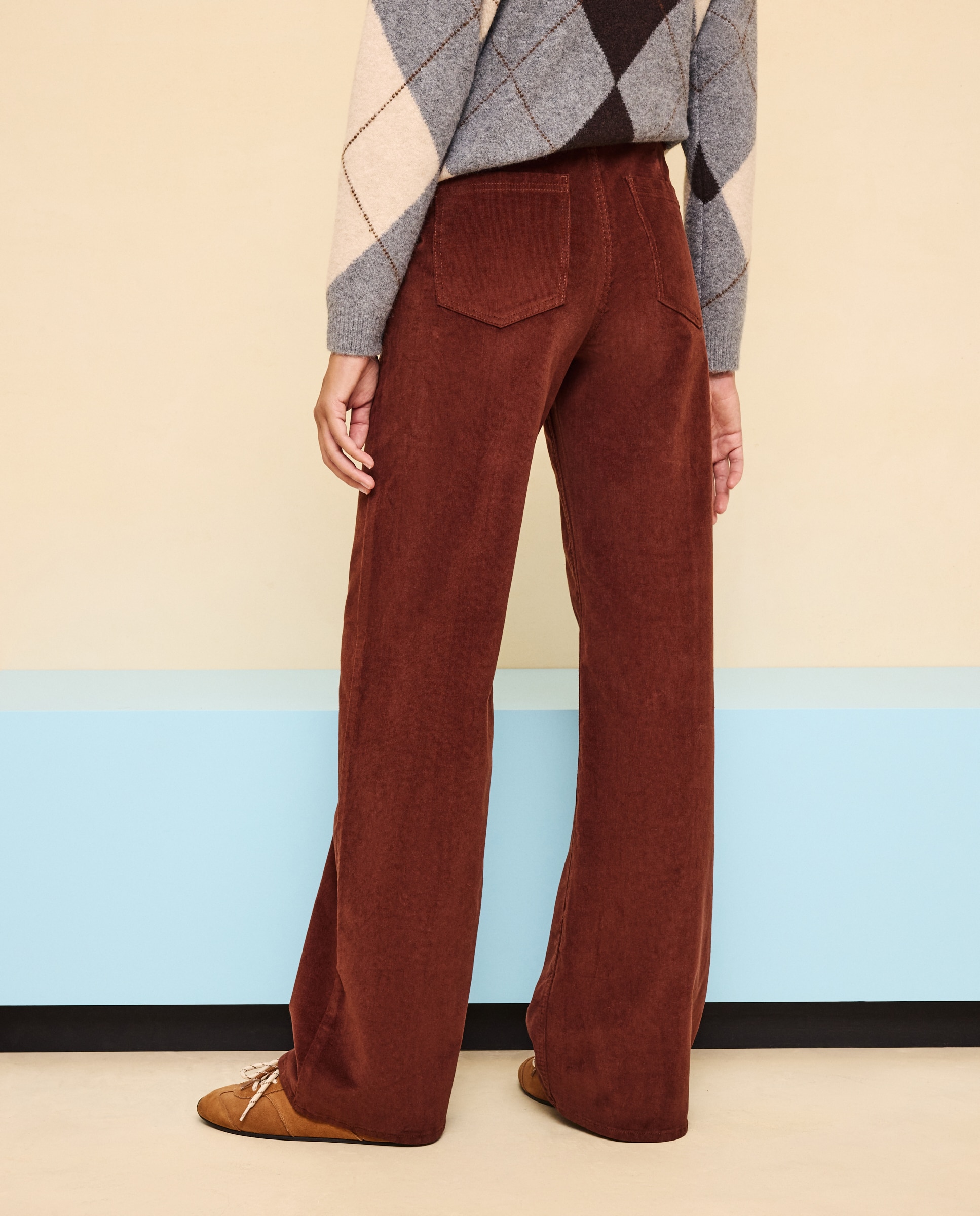 Pantalón pana de mujer wideleg con costura central - Easy Wear - 770 Terracota 770 Terracota-3