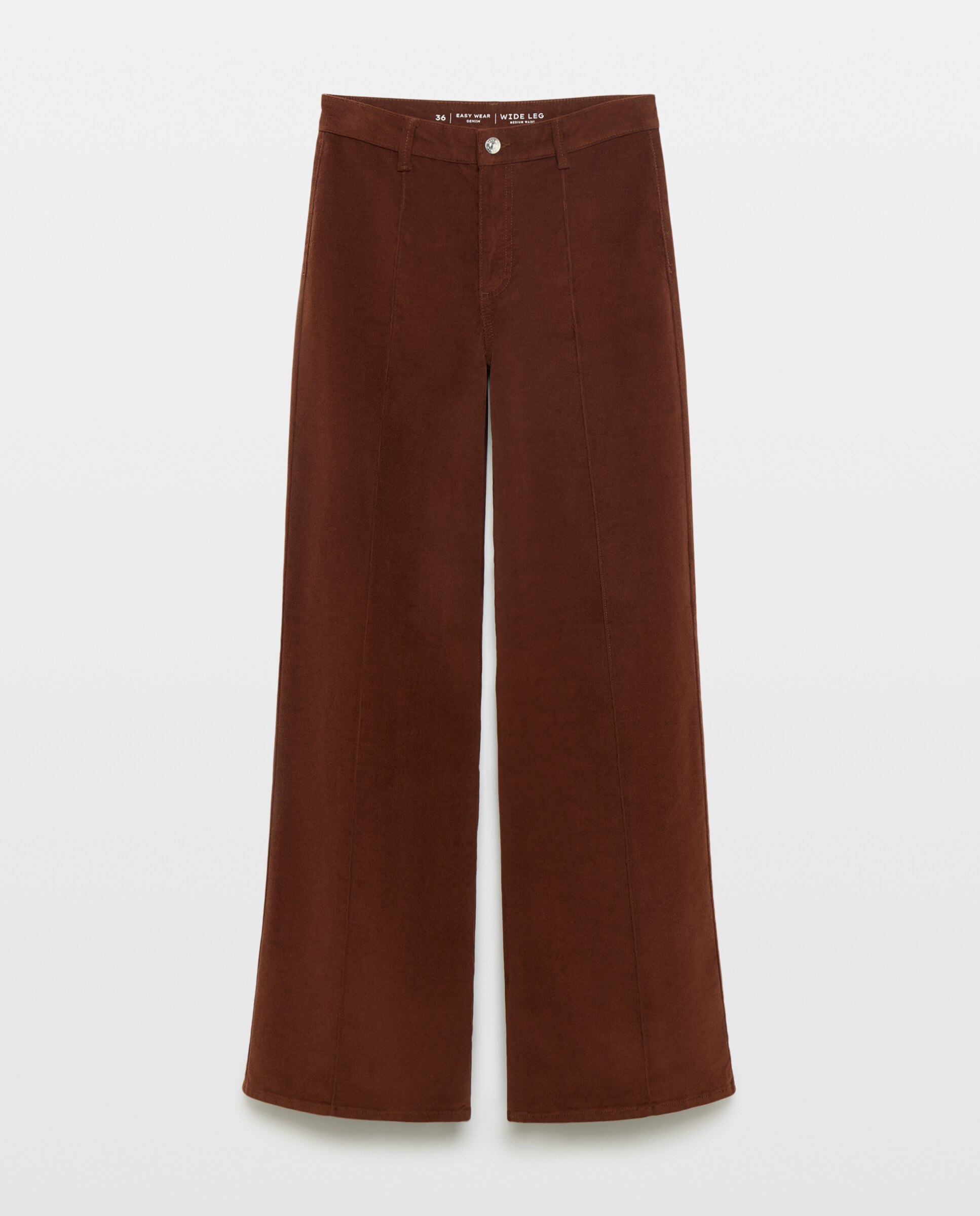 Pantalón pana de mujer wideleg con costura central - Easy Wear - 770 Terracota 770 Terracota-4