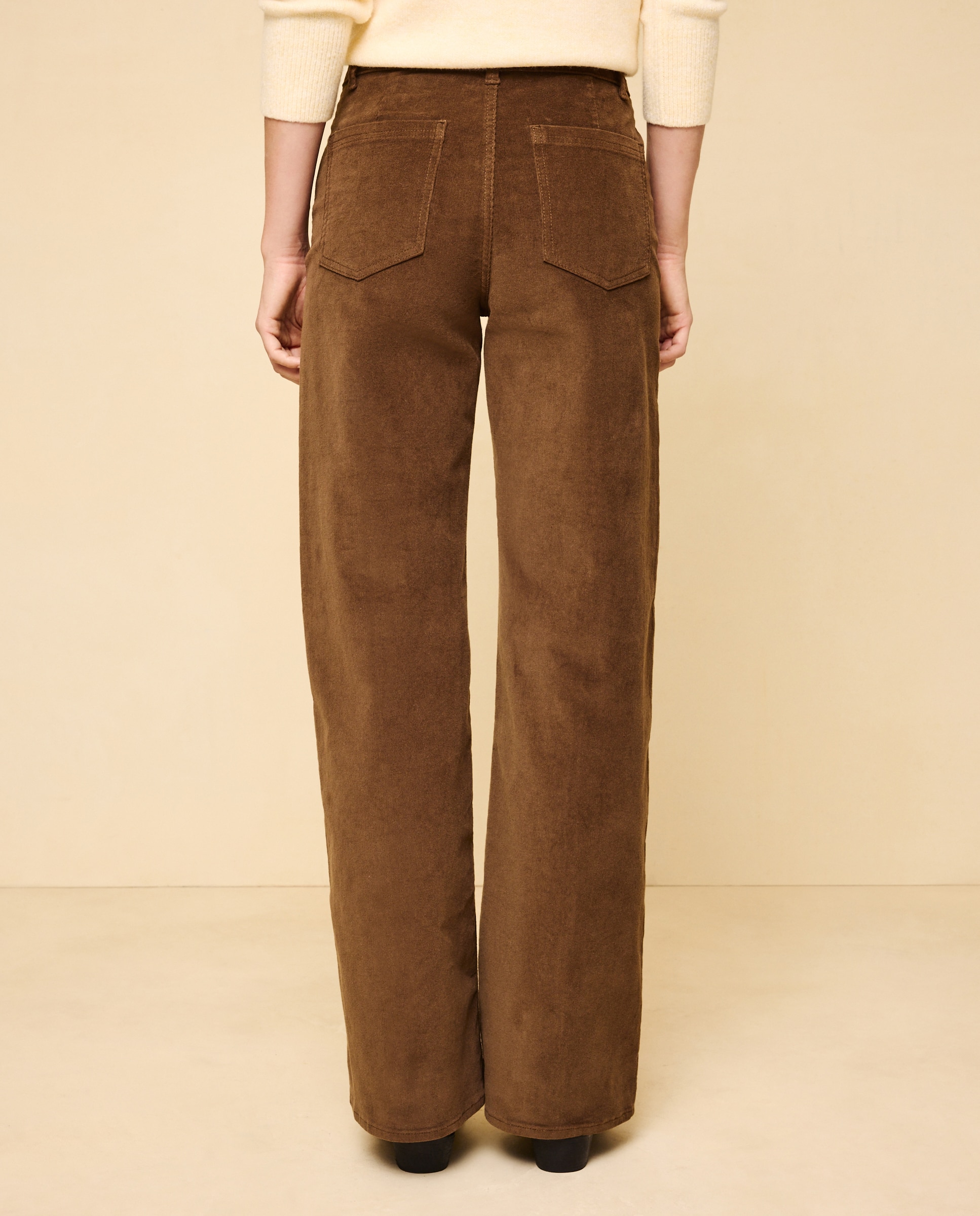 Pantalón pana de mujer wideleg con costura central - Easy Wear - 560 Oliva 560 Oliva-3
