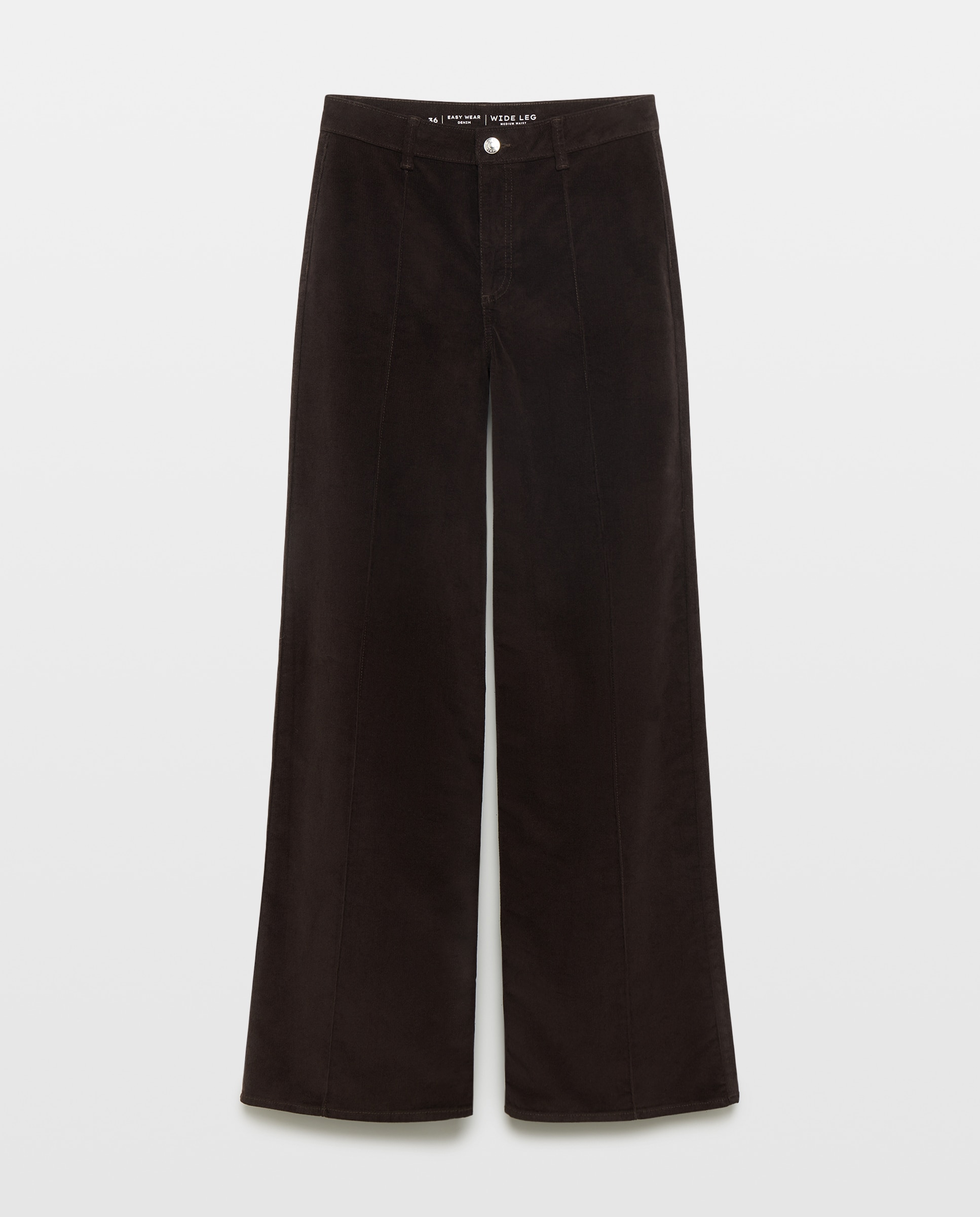 Pantalón pana de mujer wideleg con costura central - Easy Wear - Burdeos Burdeos-4