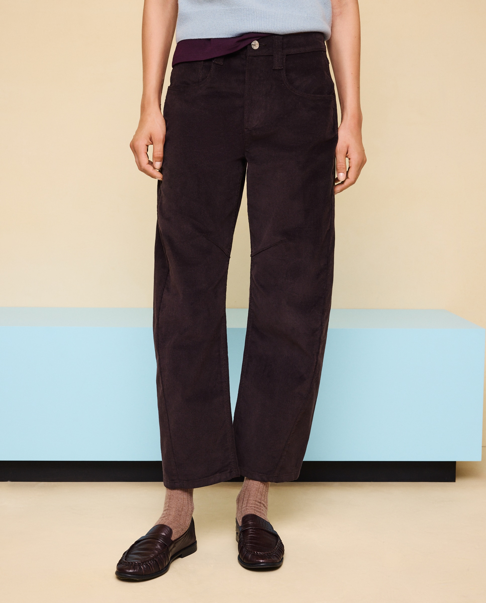 Pantalón pana de mujer barrel - Easy Wear - Chocolate Chocolate-2