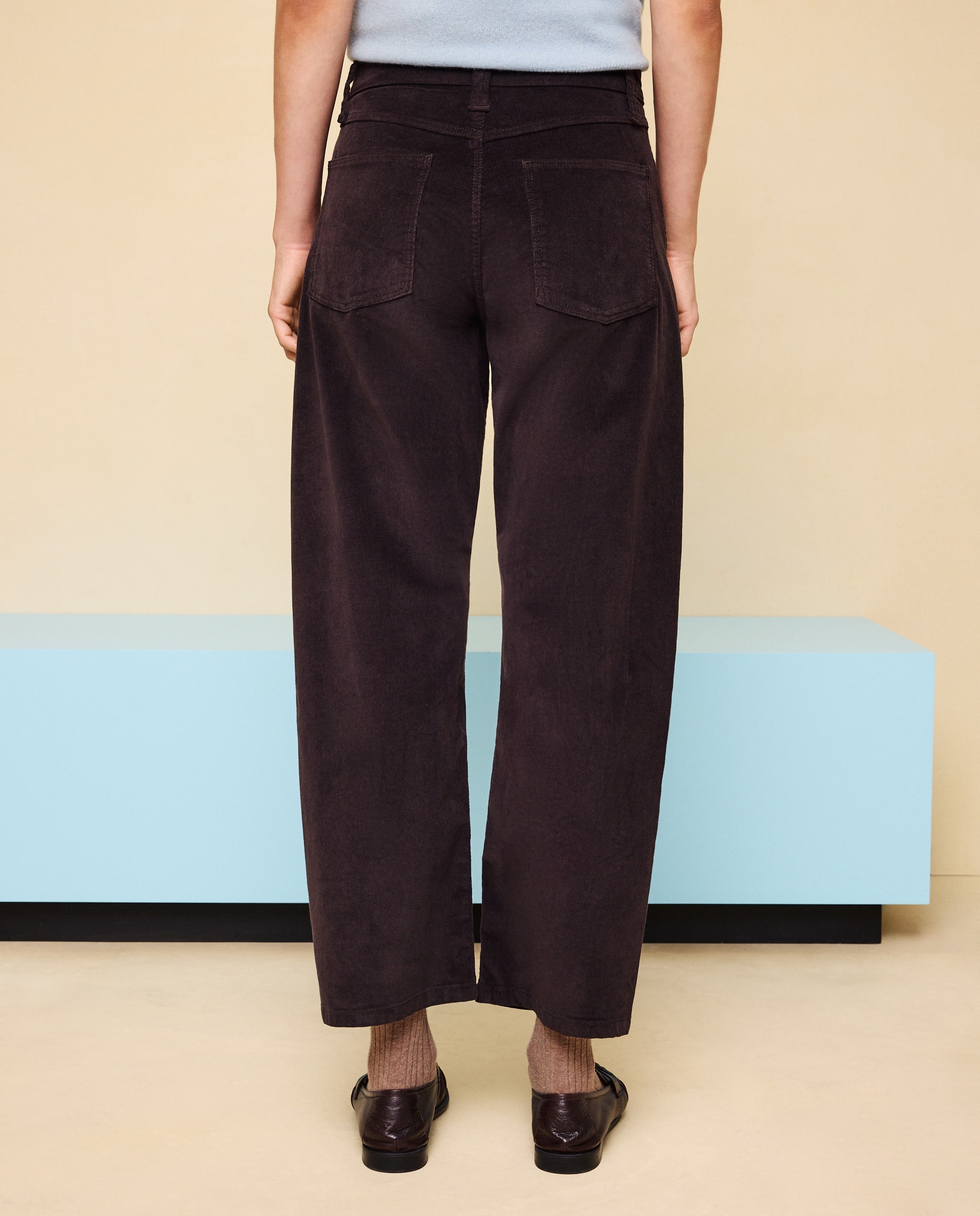 Pantalón pana de mujer barrel - Easy Wear - Chocolate Chocolate-3