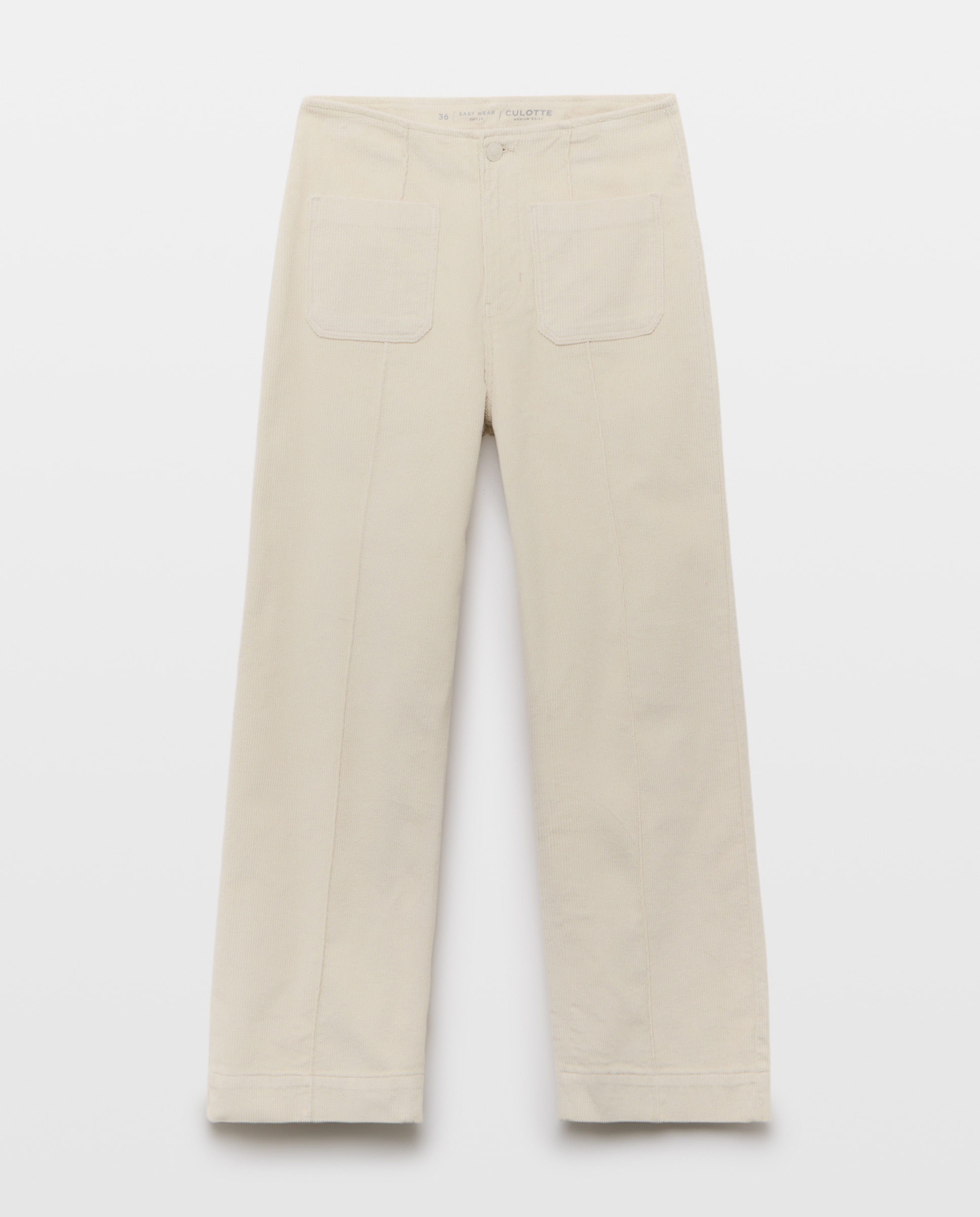 Pantalón pana de mujer crop culotte - Easy Wear - Blanco roto Blanco roto-4