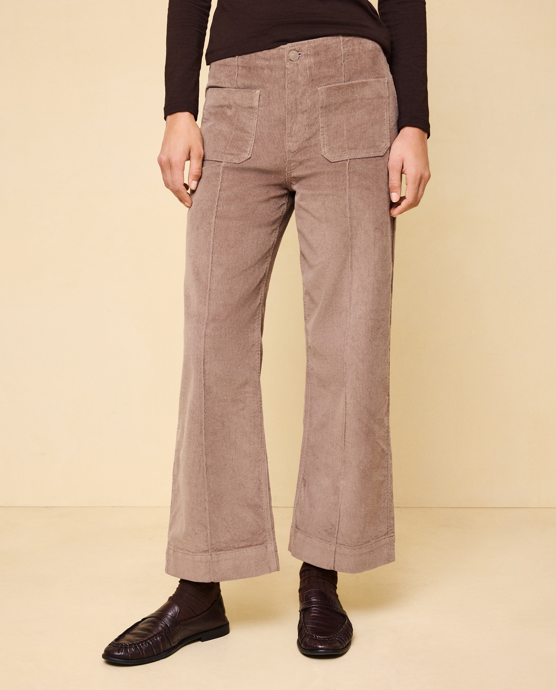 Pantalón pana de mujer crop culotte - Easy Wear - Visón claro Visón claro-2