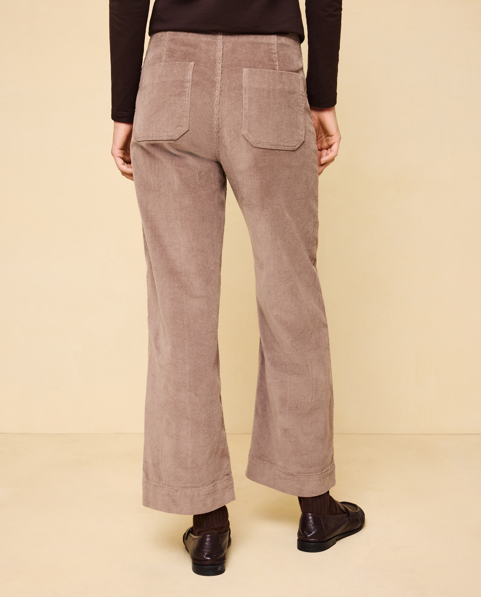 Pantalón pana de mujer crop culotte - Easy Wear - Visón claro Visón claro-3