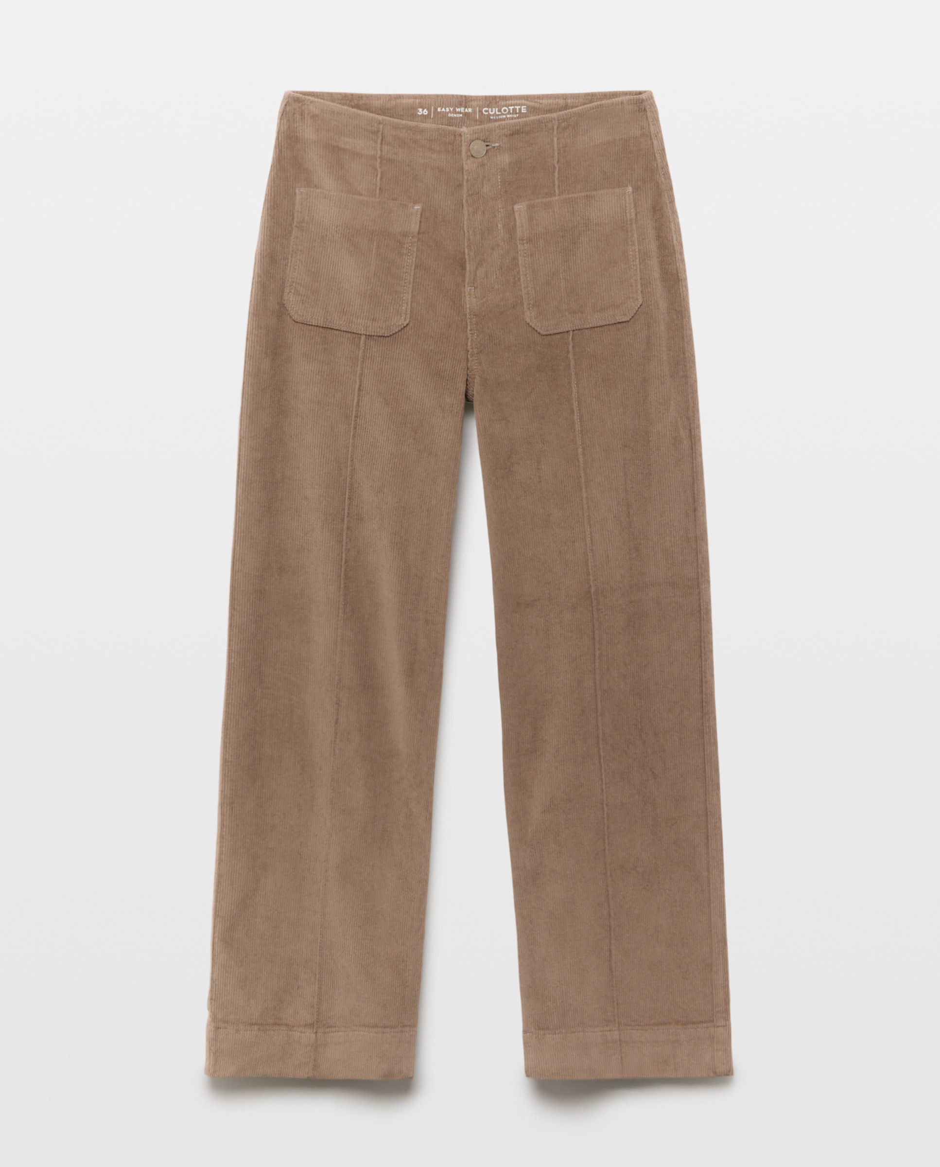 Pantalón pana de mujer crop culotte - Easy Wear - Visón claro Visón claro-4