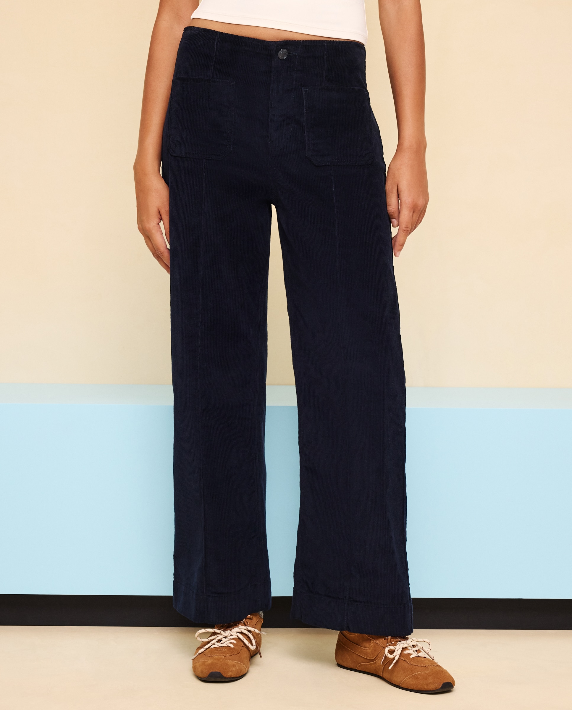 Pantalón pana de mujer crop culotte - Easy Wear - Azul marino Azul marino-2