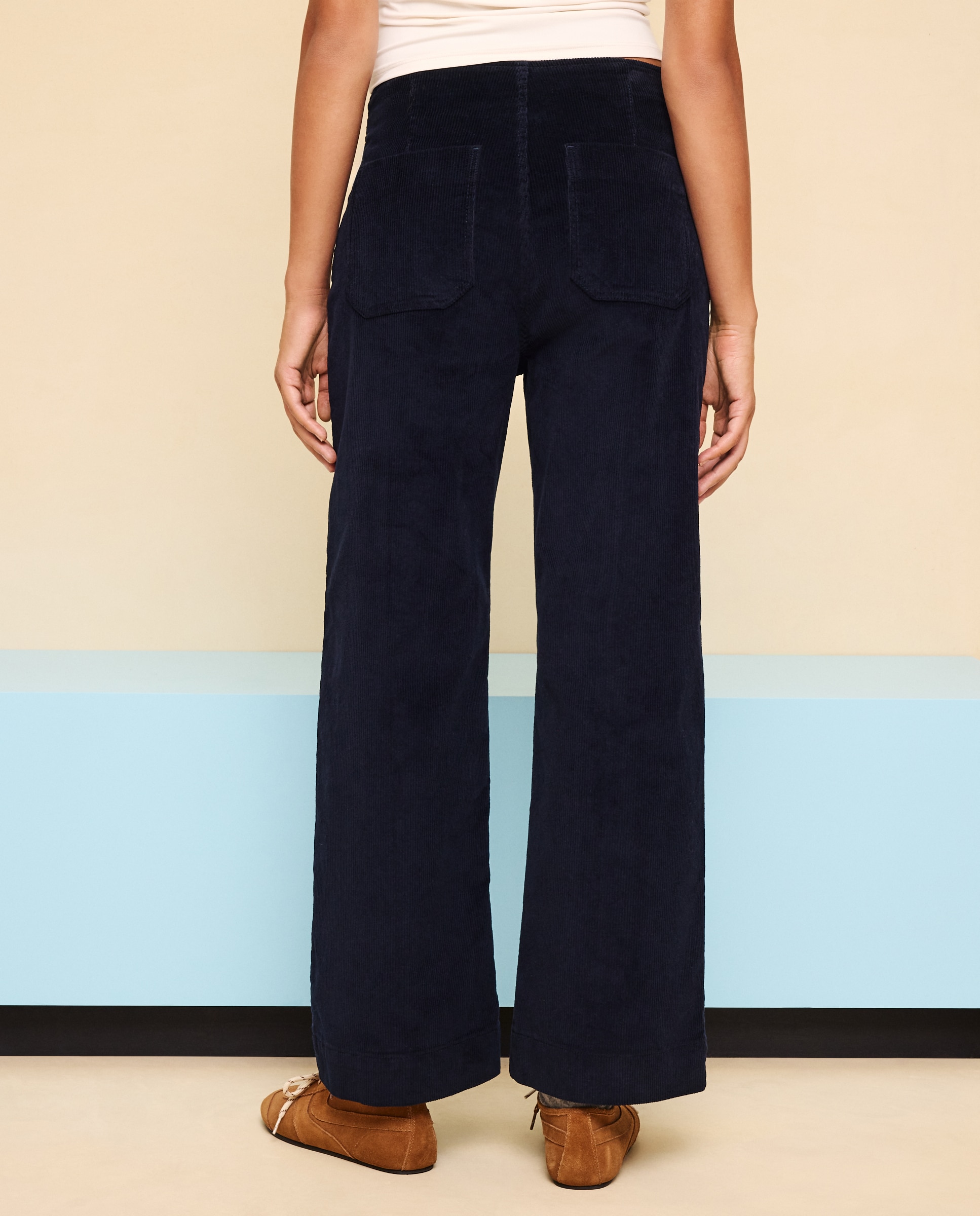 Pantalón pana de mujer crop culotte - Easy Wear - Azul marino Azul marino-3