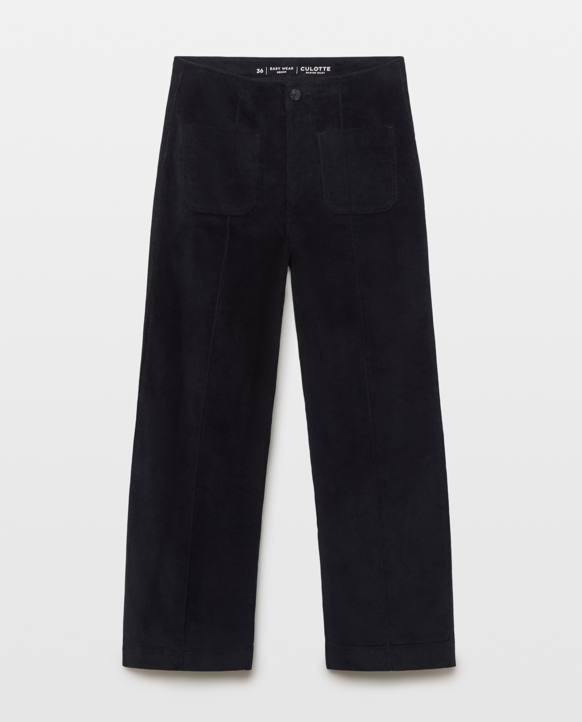 Pantalón pana de mujer crop culotte - Easy Wear - Azul marino Azul marino-4