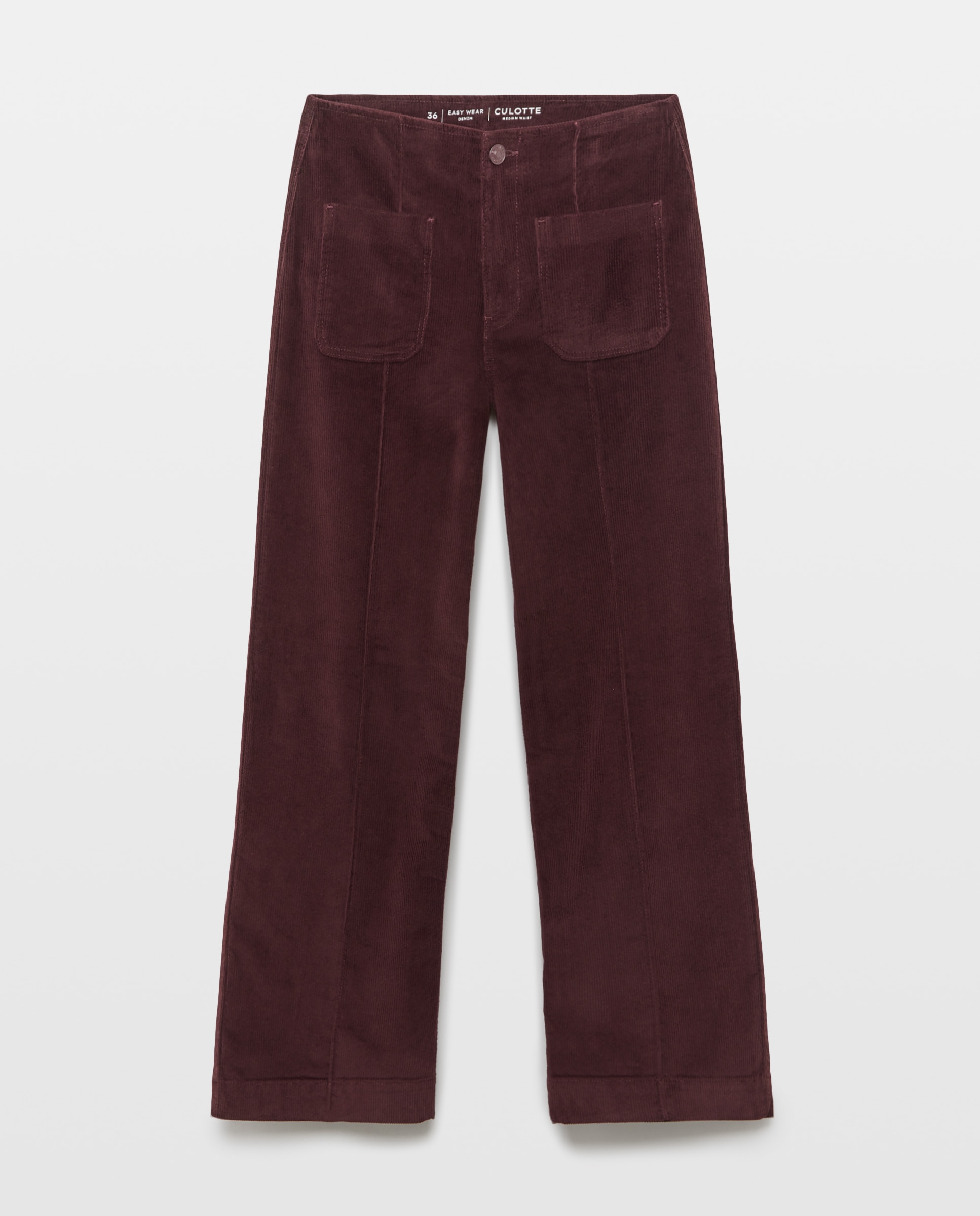 Pantalón pana de mujer crop culotte - Easy Wear - 290 Burdeos 290 Burdeos-4