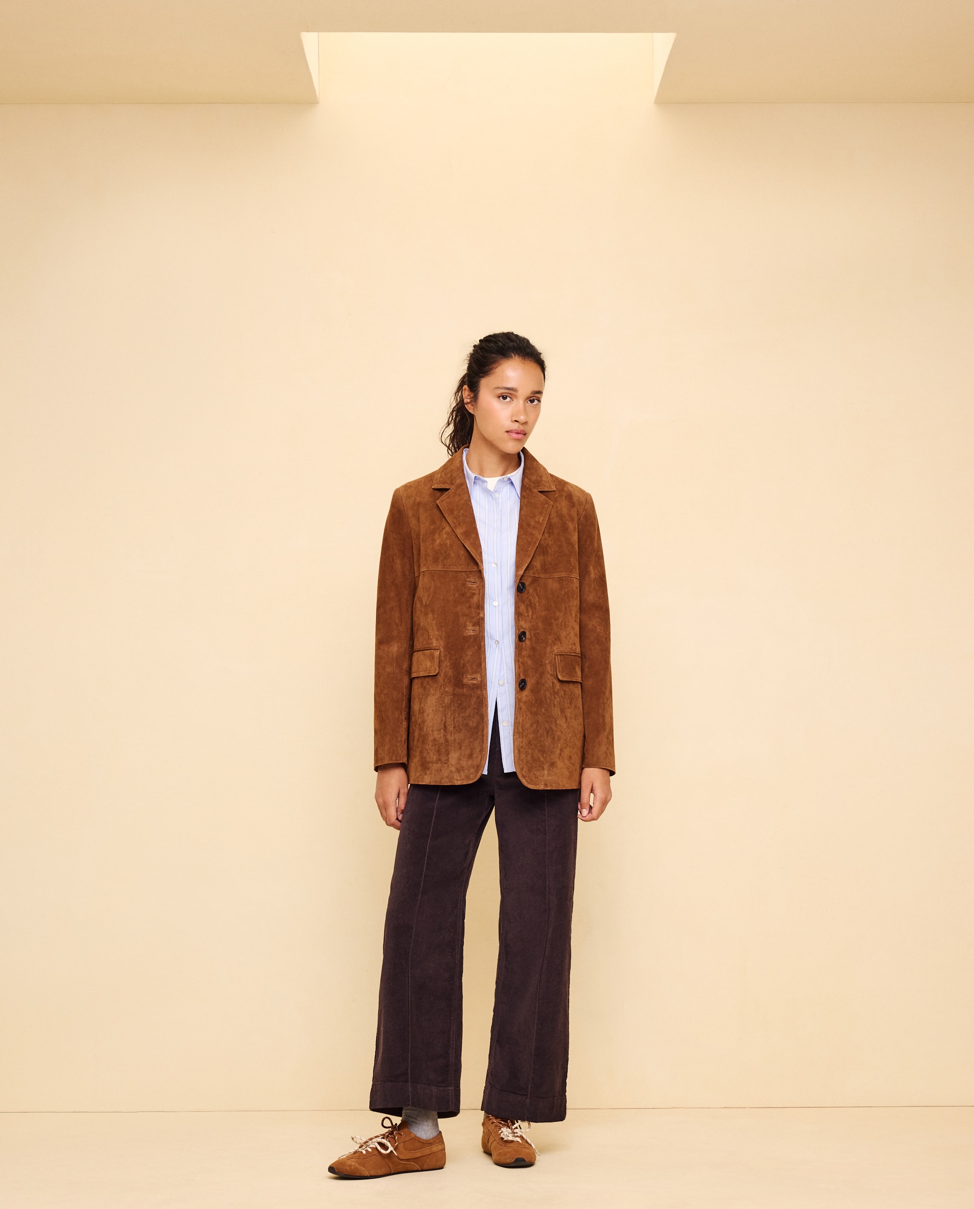 Imagen 0 de Pantalón pana de mujer crop culotte Chocolate